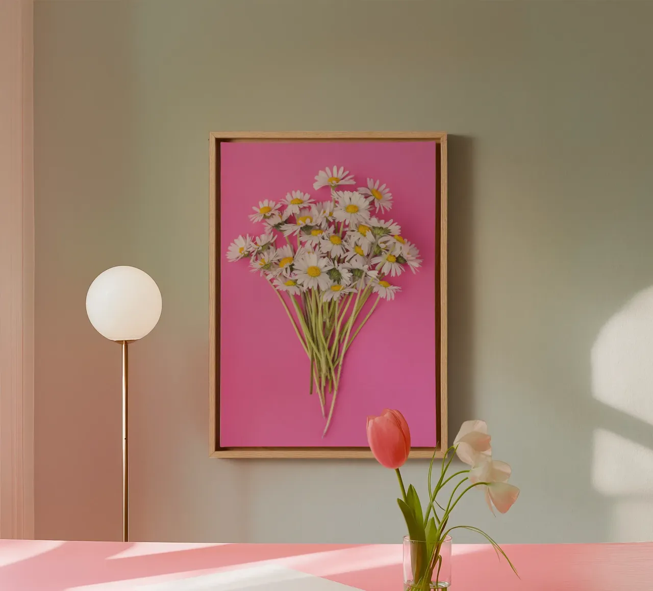 Charming Posy of Daisies – Pure and Simple Elegance canvas with Floater frame by Curious Collections by Marielle Leenders