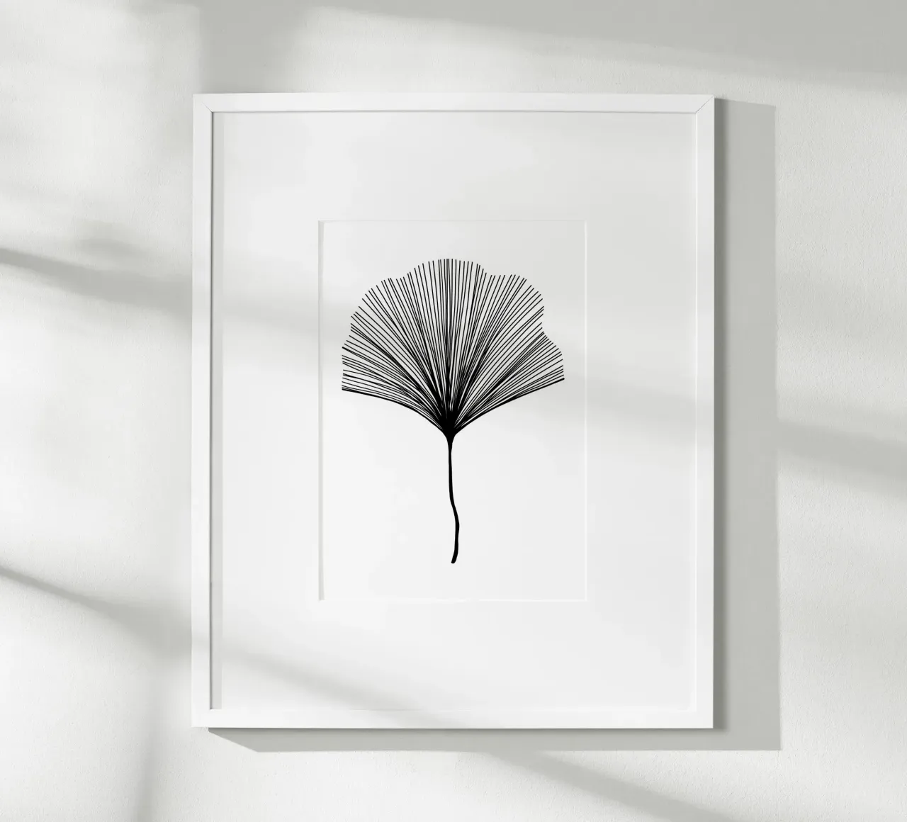 Ginkgo mid century - Linienzeichnung Line Art carta hahnemühle da BAINAI