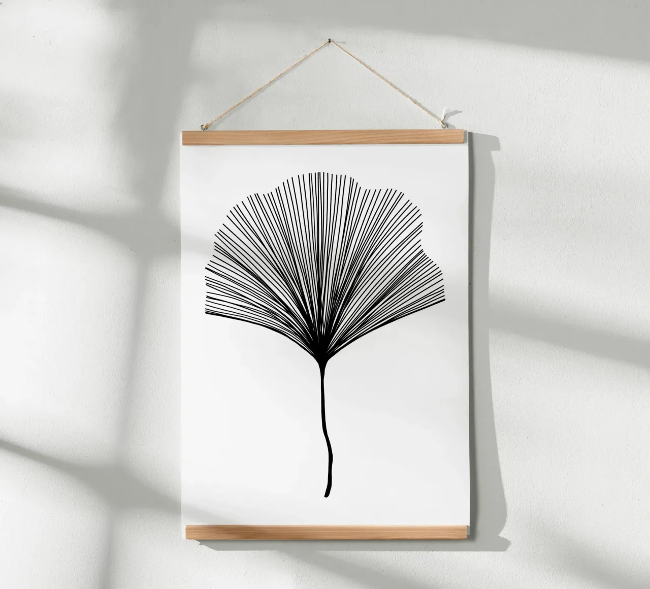 Ginkgo mid century - Linienzeichnung Line Art carta hahnemühle da BAINAI