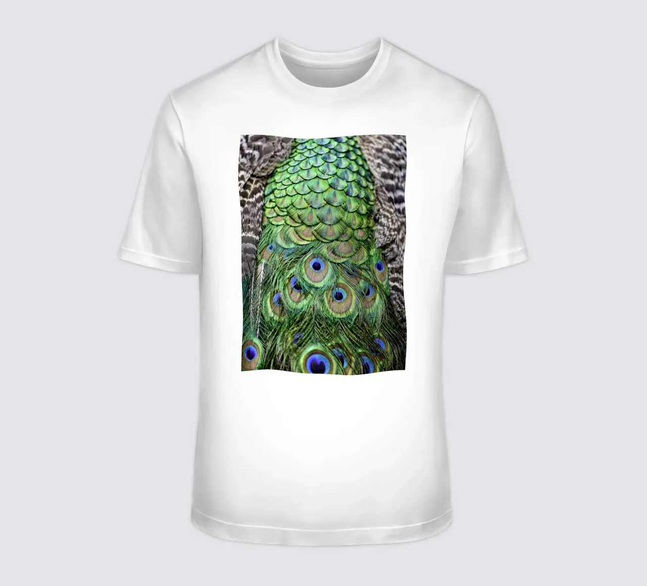 Peacock Feathers – Nature's Vibrant Masterpiece t-shirt da Curious Collections by Marielle Leenders