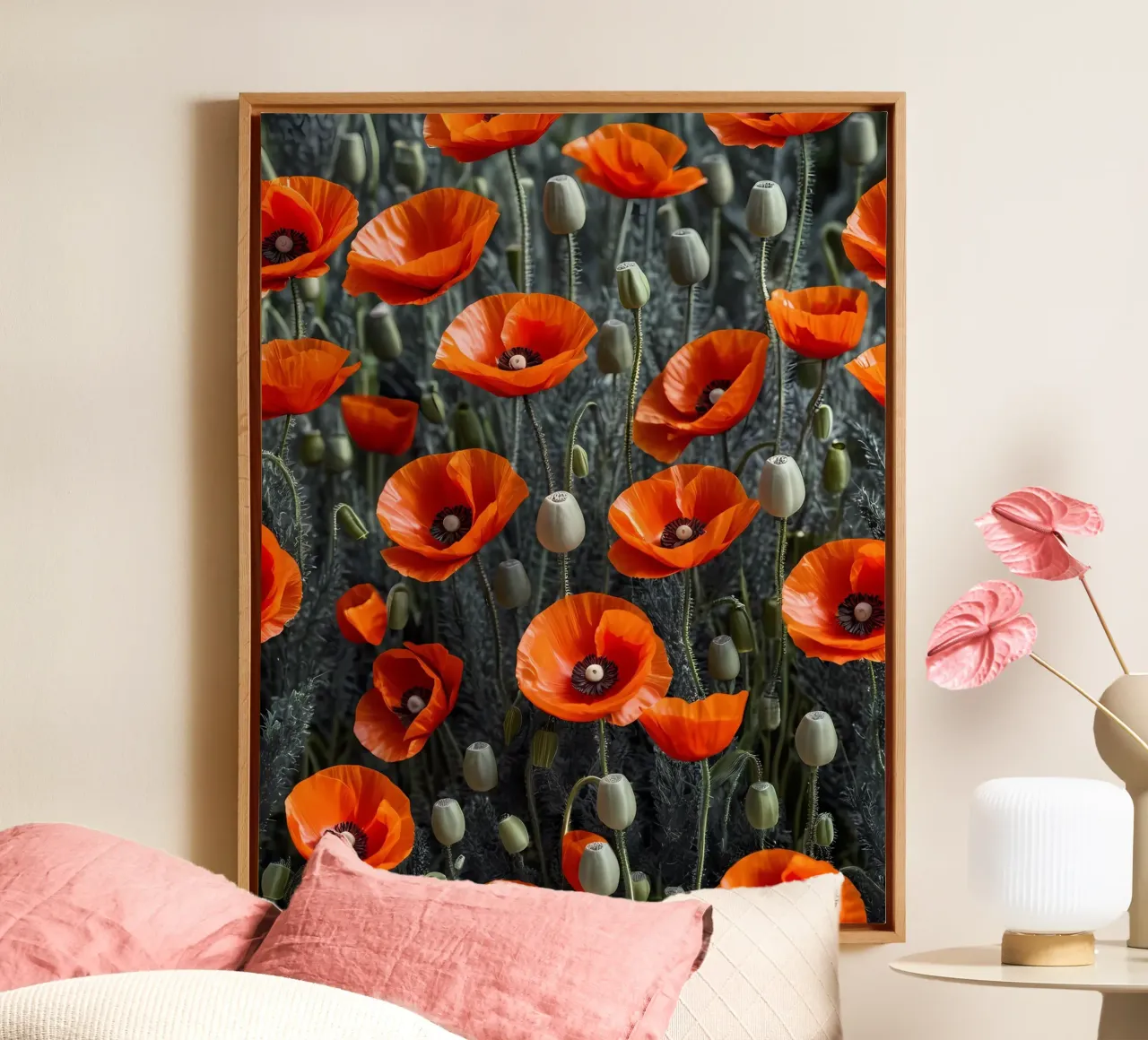 Poppy Fields of Dreams canvas with Floater frame by Artistic-shop
