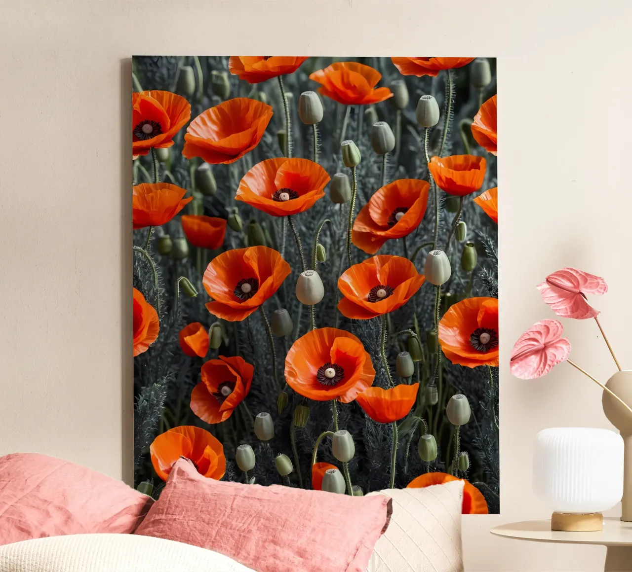 Poppy Fields of Dreams canvas with Floater frame by Artistic-shop