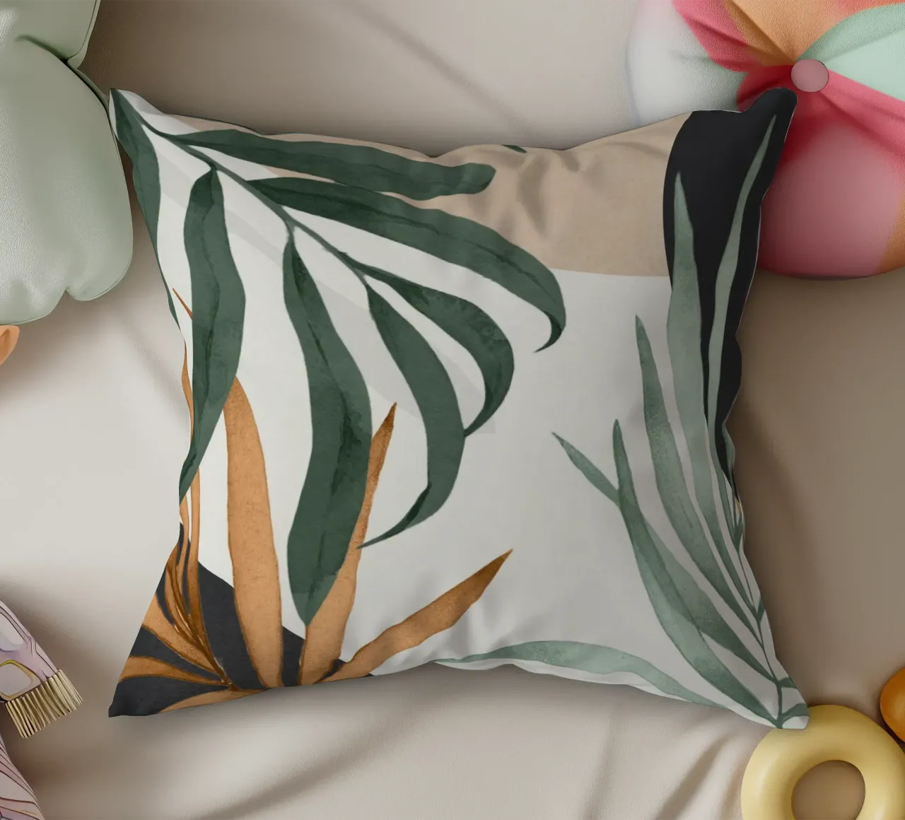 Arte astratta minimale Foglie tropicali 16 cuscino da ThingDesign