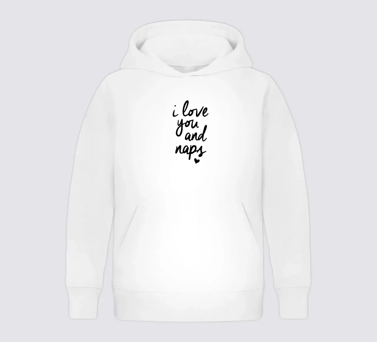 I Love You And Naps Typografie Design in bianco e nero felpa bambino con cappuccio da THE MOTIVATED TYPE