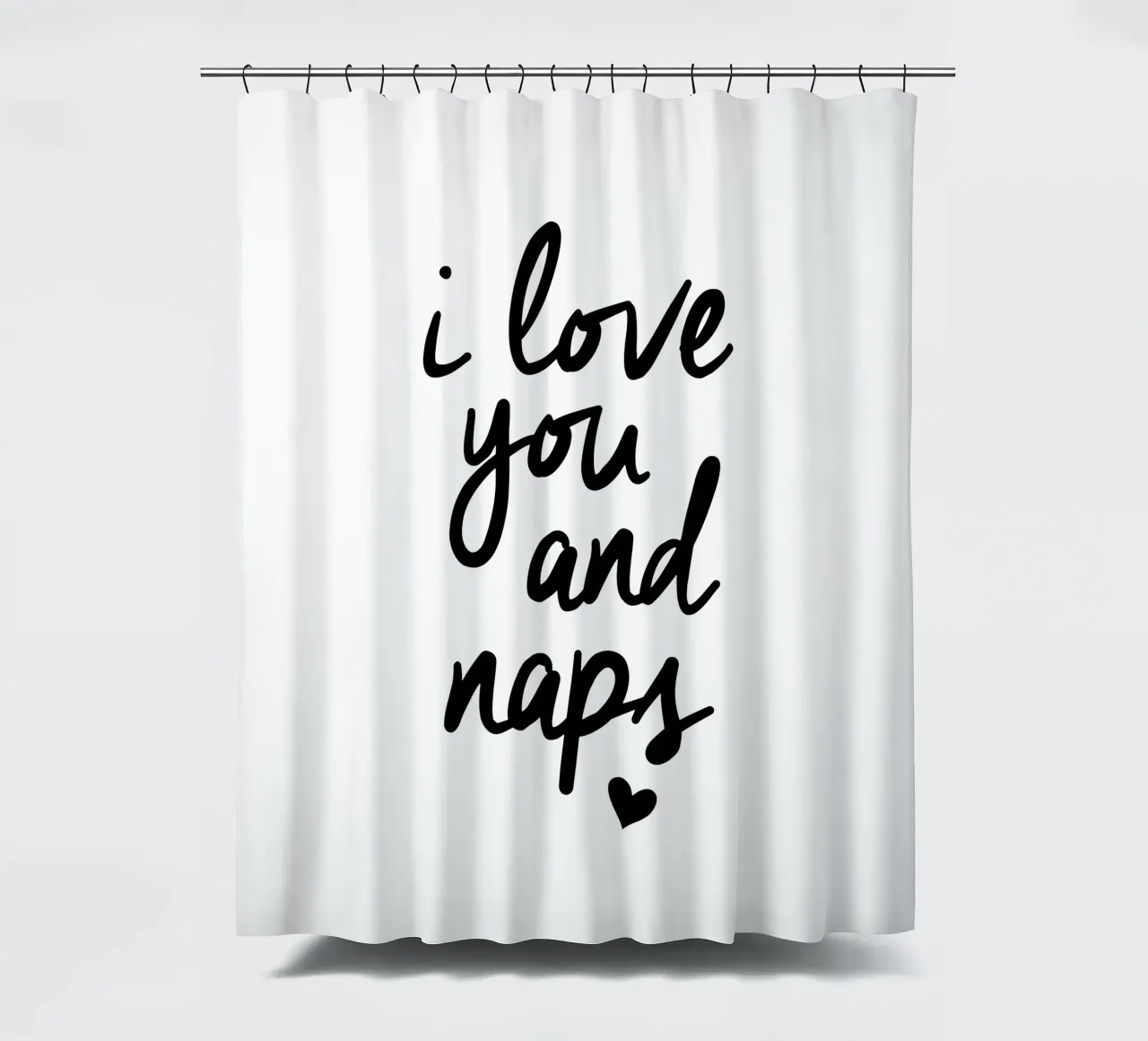 I Love You And Naps Typografie Design in bianco e nero tenda da doccia da THE MOTIVATED TYPE