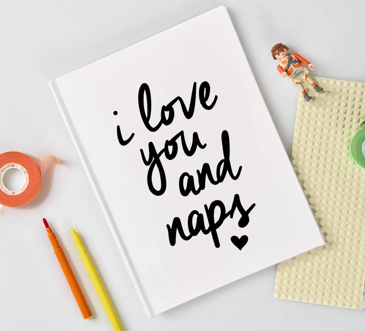 I Love You And Naps Typografie Design in Black and White notebook by THE MOTIVATED TYPE