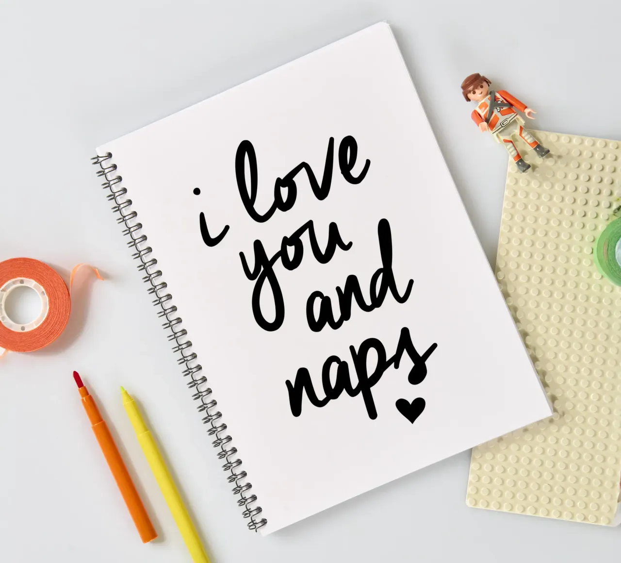 I Love You And Naps Typografie Design in bianco e nero diario ad anelli da THE MOTIVATED TYPE