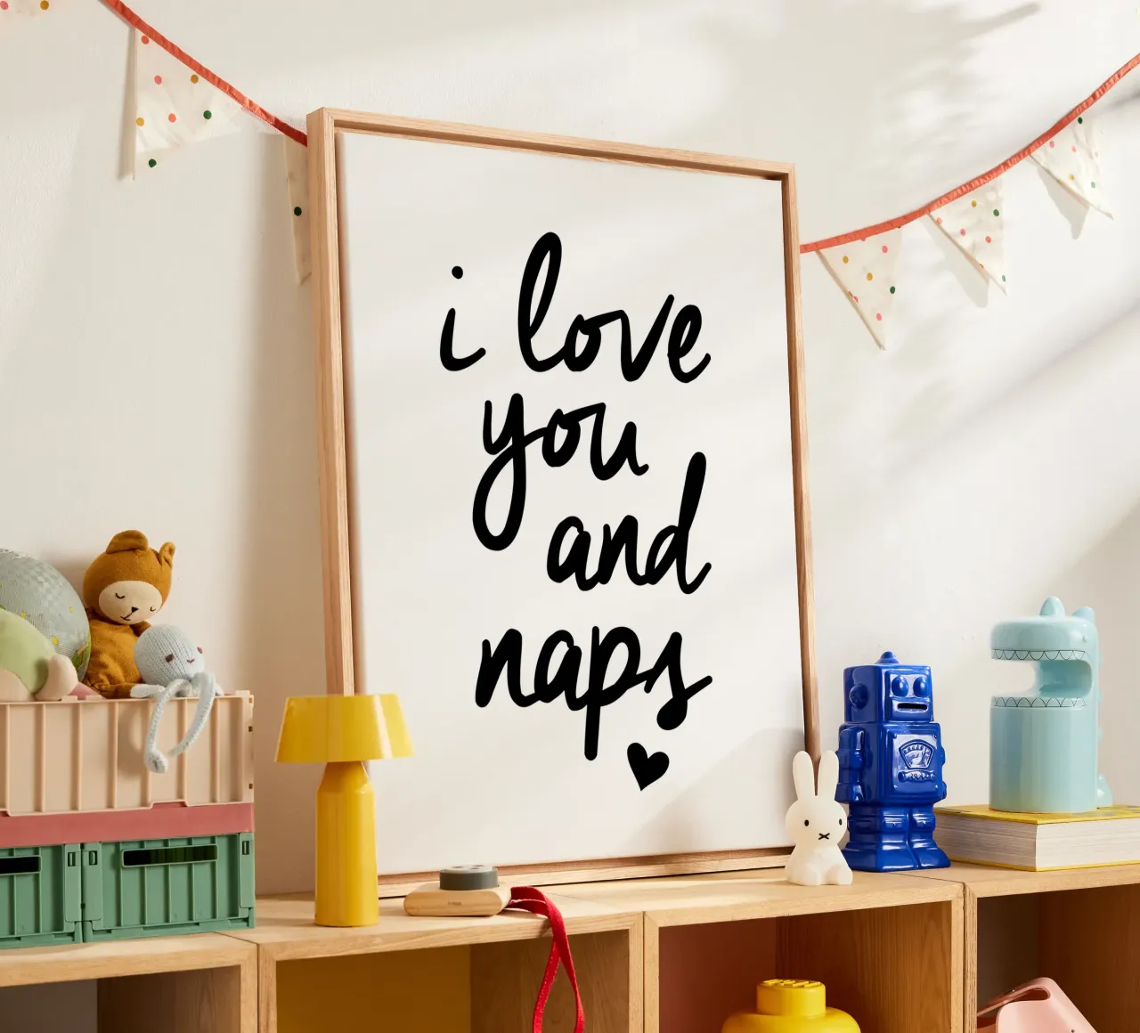 I Love You And Naps Typografie Ontwerp in Zwart en Wit canvas van THE MOTIVATED TYPE
