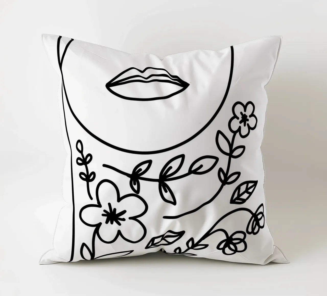 Blossom inside - Linienzeichnung Line Art cuscino da BAINAI