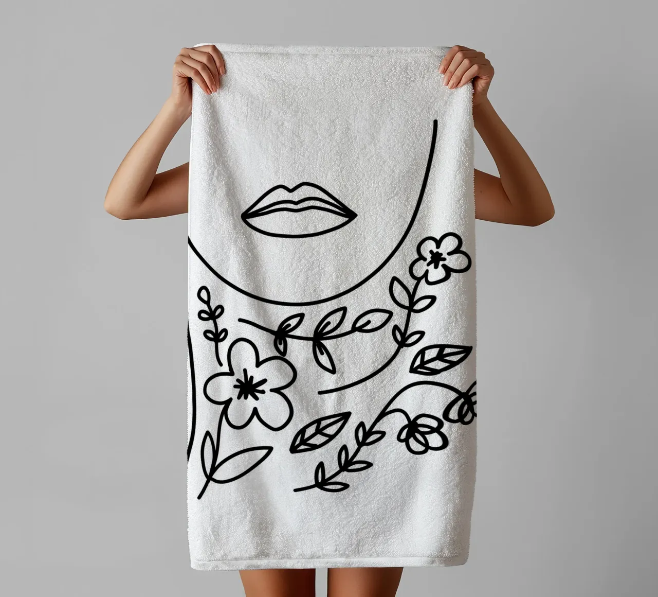 Blossom inside - Linienzeichnung Line Art asciugamano da bagno da BAINAI