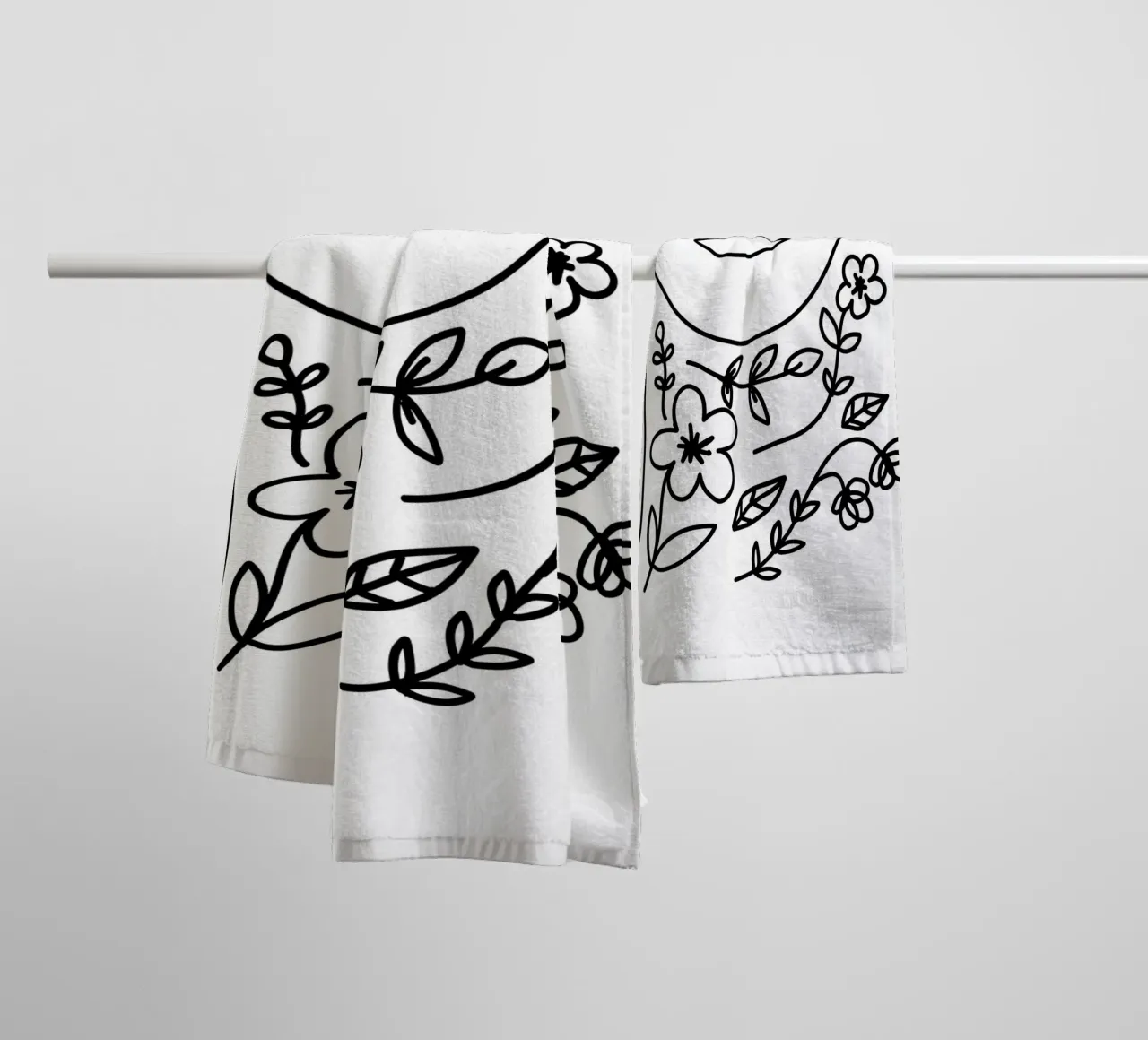 Blossom inside - Linienzeichnung Line Art asciugamano da bagno da BAINAI