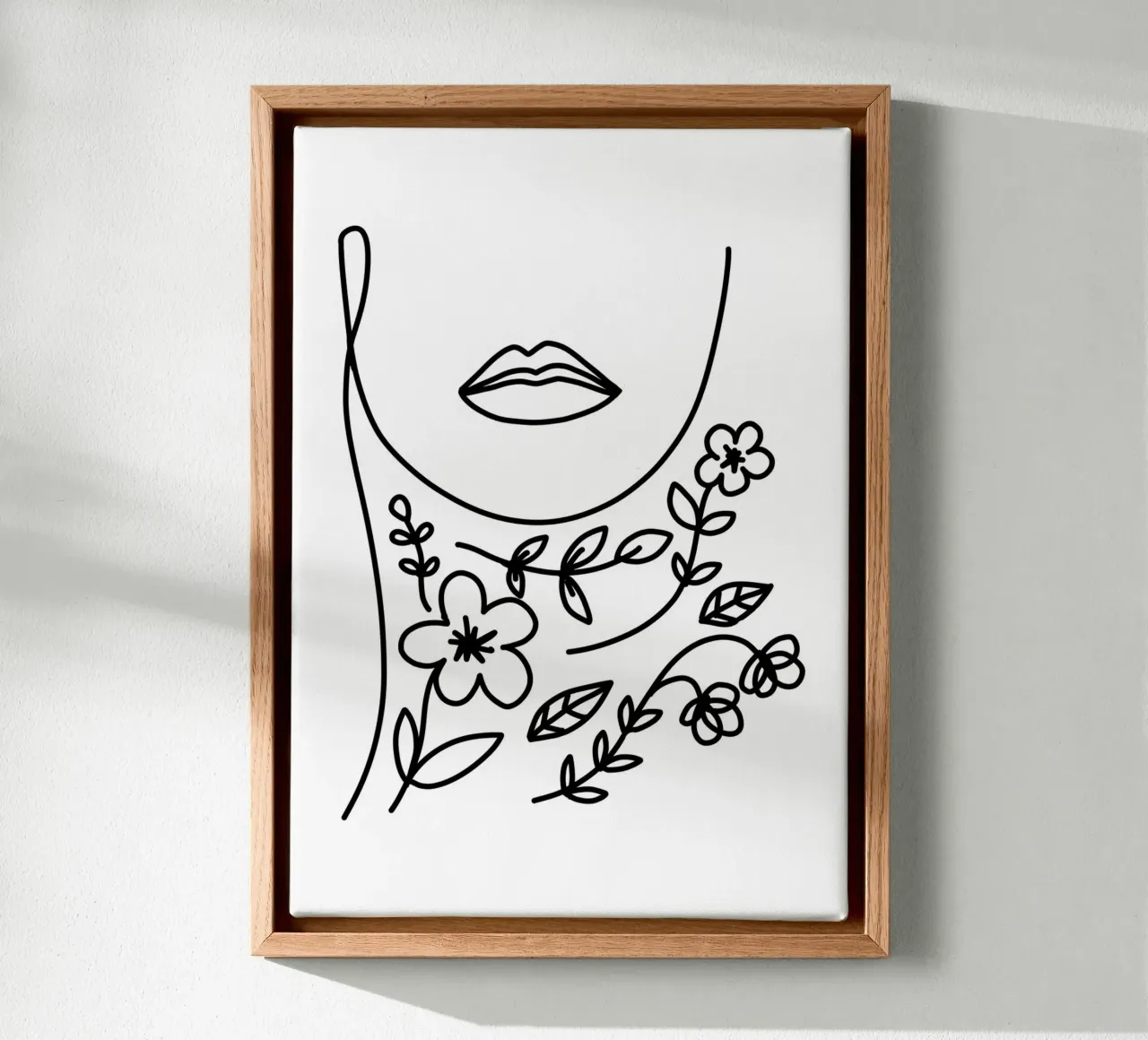 Blossom inside - Linienzeichnung Line Art tela con Cornice a cassetta da BAINAI