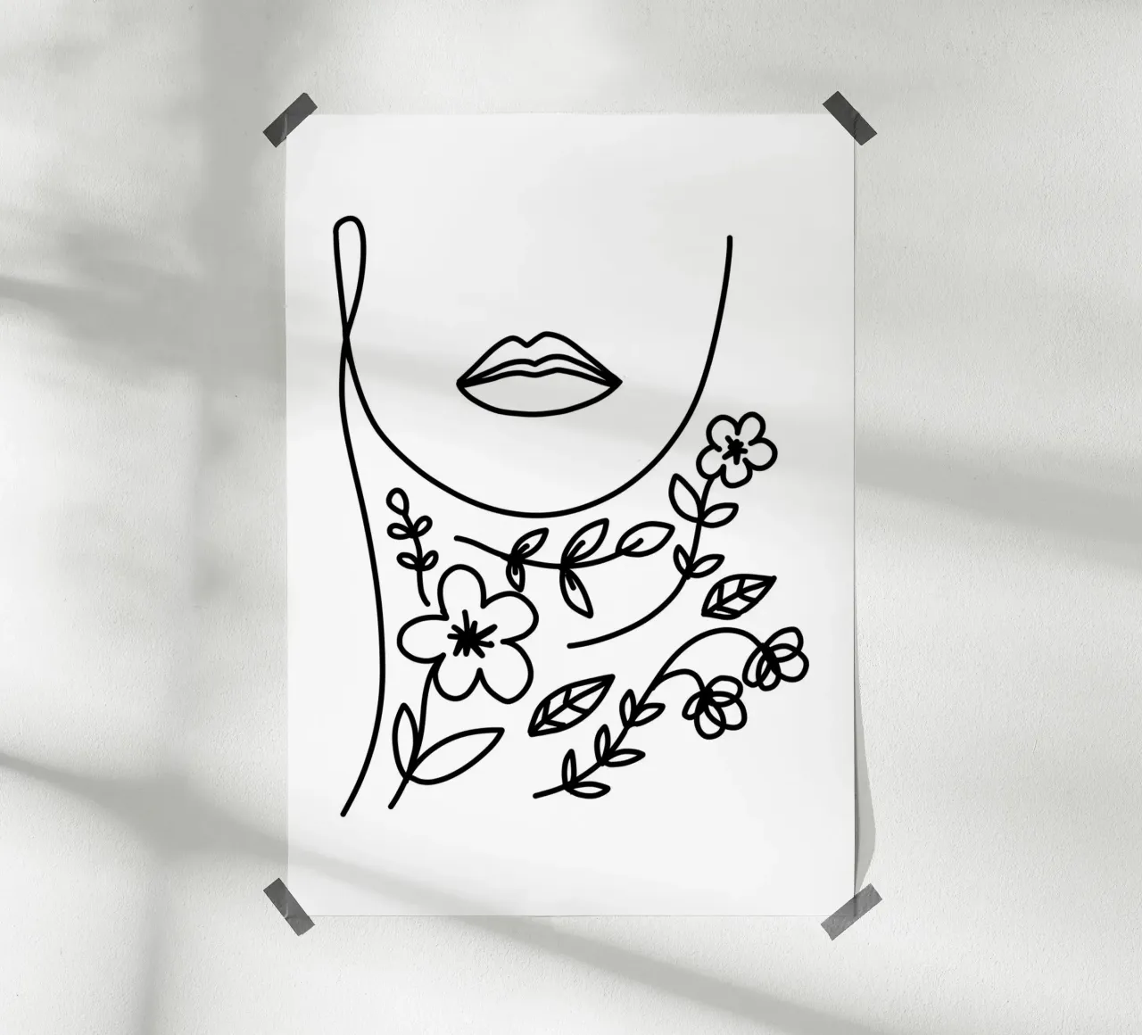 Blossom inside - Linienzeichnung Line Art carta hahnemühle da BAINAI
