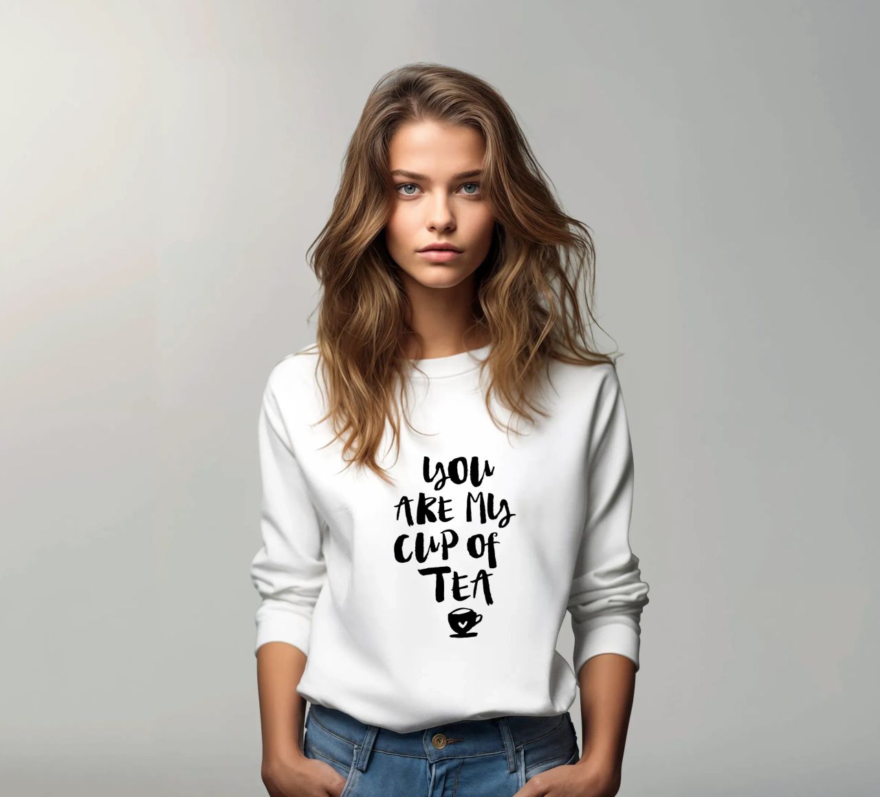 You Are My Cup Of Tea Design tipografico in bianco e nero felpa da THE MOTIVATED TYPE