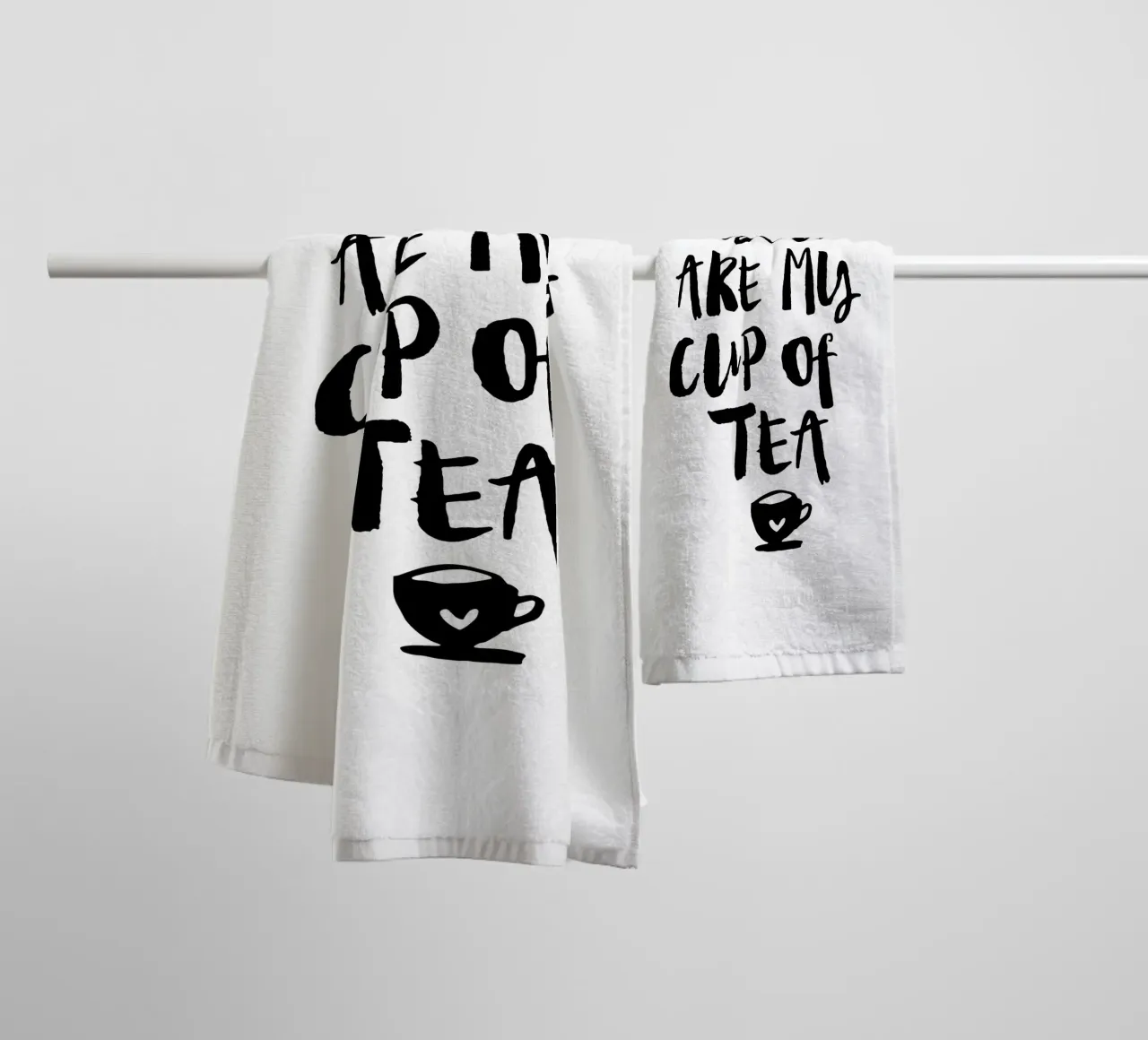 You Are My Cup Of Tea Design tipografico in bianco e nero asciugamano da bagno da THE MOTIVATED TYPE