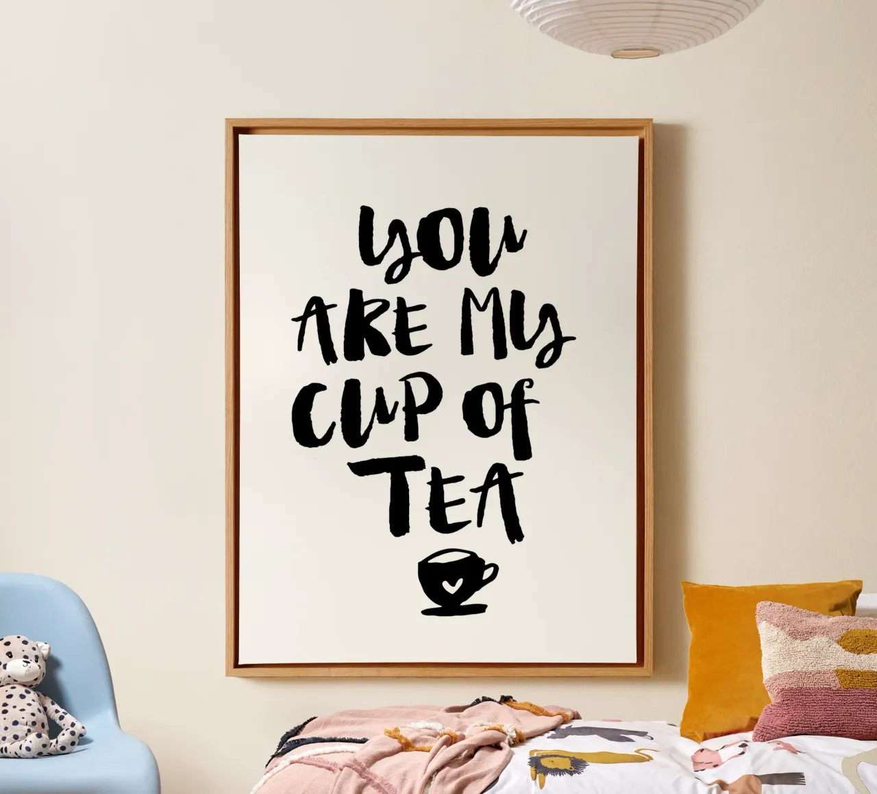 You Are My Cup Of Tea Design tipografico in bianco e nero tela con Cornice a cassetta da THE MOTIVATED TYPE