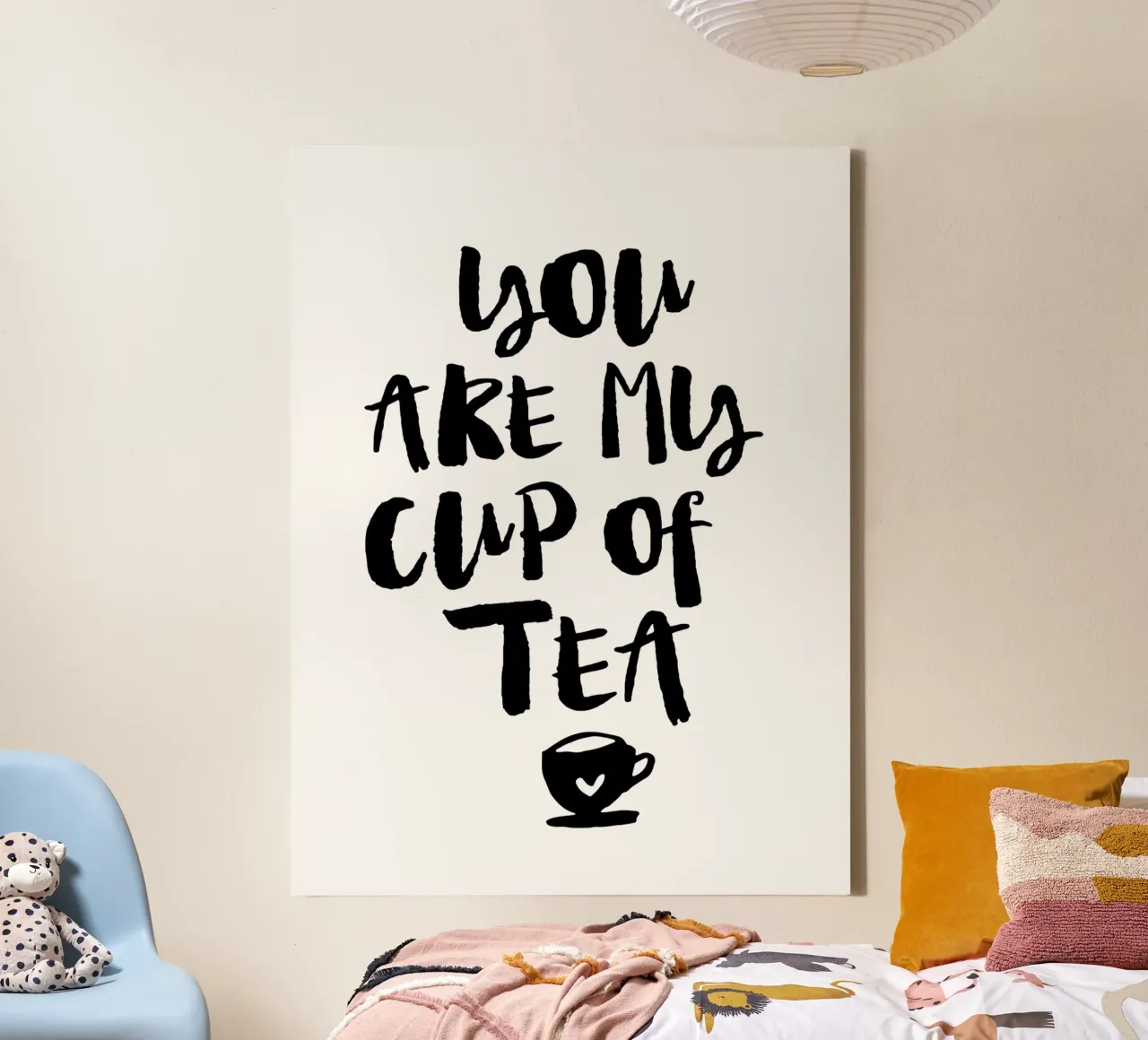 You Are My Cup Of Tea Design tipografico in bianco e nero tela con Cornice a cassetta da THE MOTIVATED TYPE