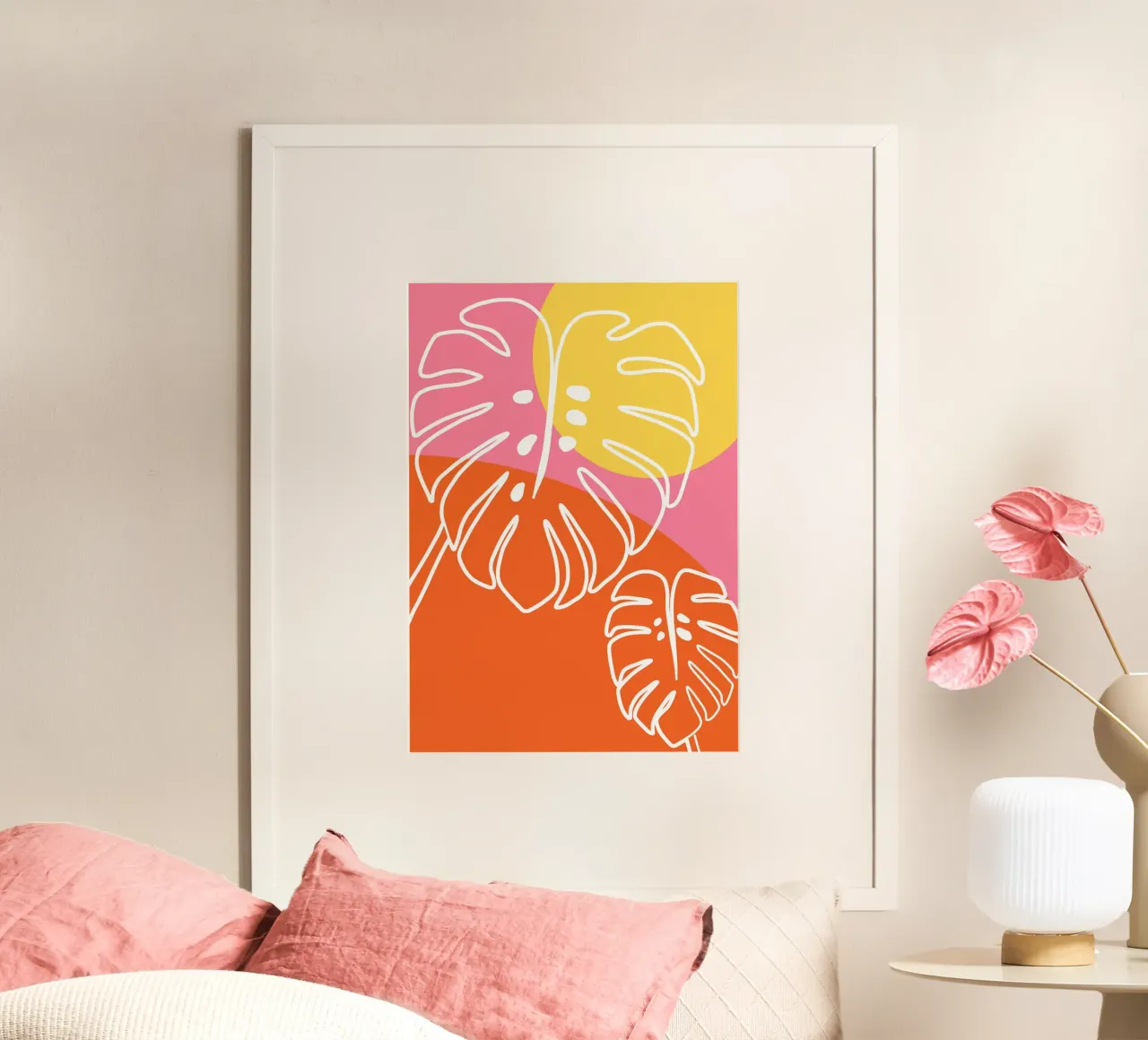 Happy Monstera poster con telaio in alluminio da BAINAI KIDS