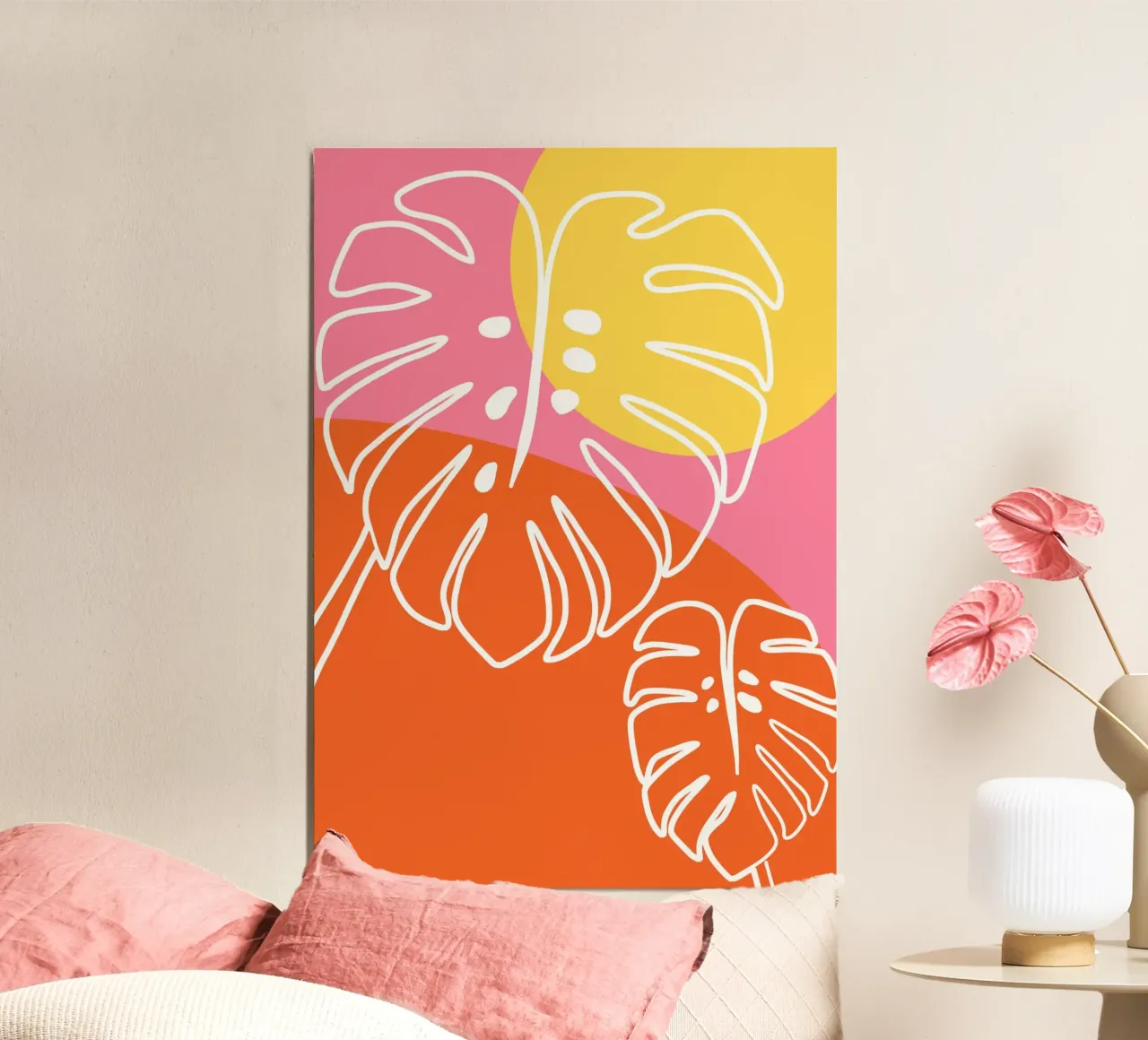 Happy Monstera poster con telaio in alluminio da BAINAI KIDS