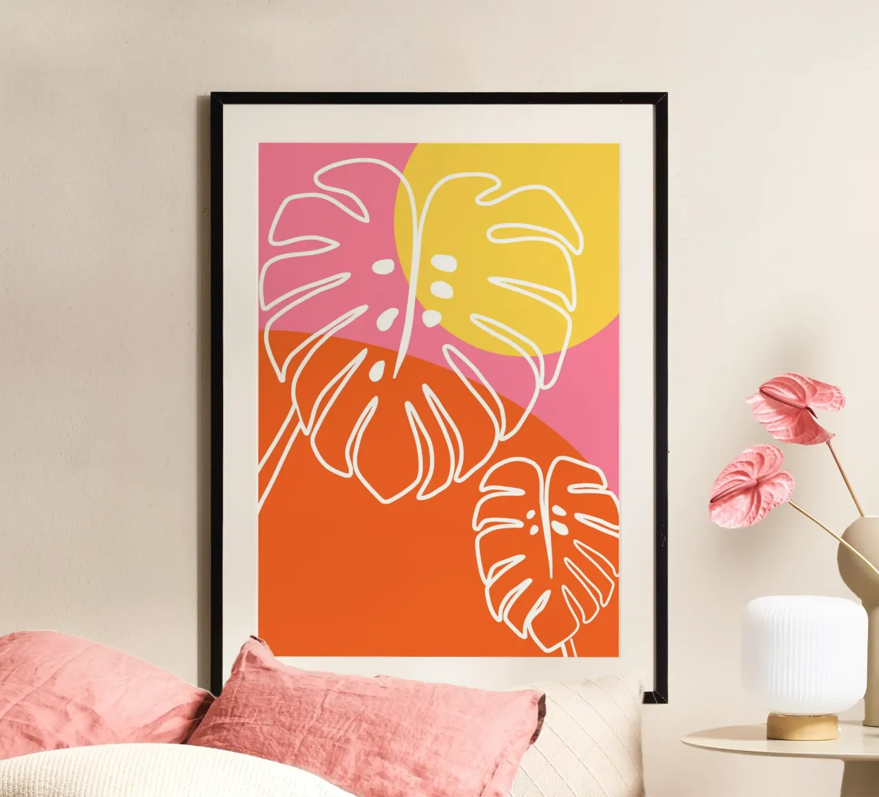 Happy Monstera poster con telaio in alluminio da BAINAI KIDS
