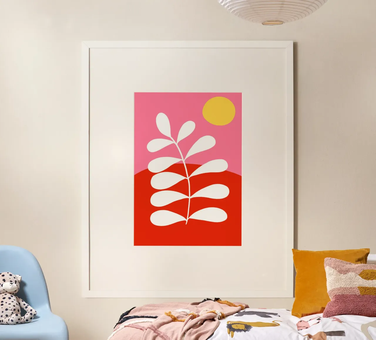 Blatt mit Sonne auf Rosarot carta hahnemühle da BAINAI KIDS