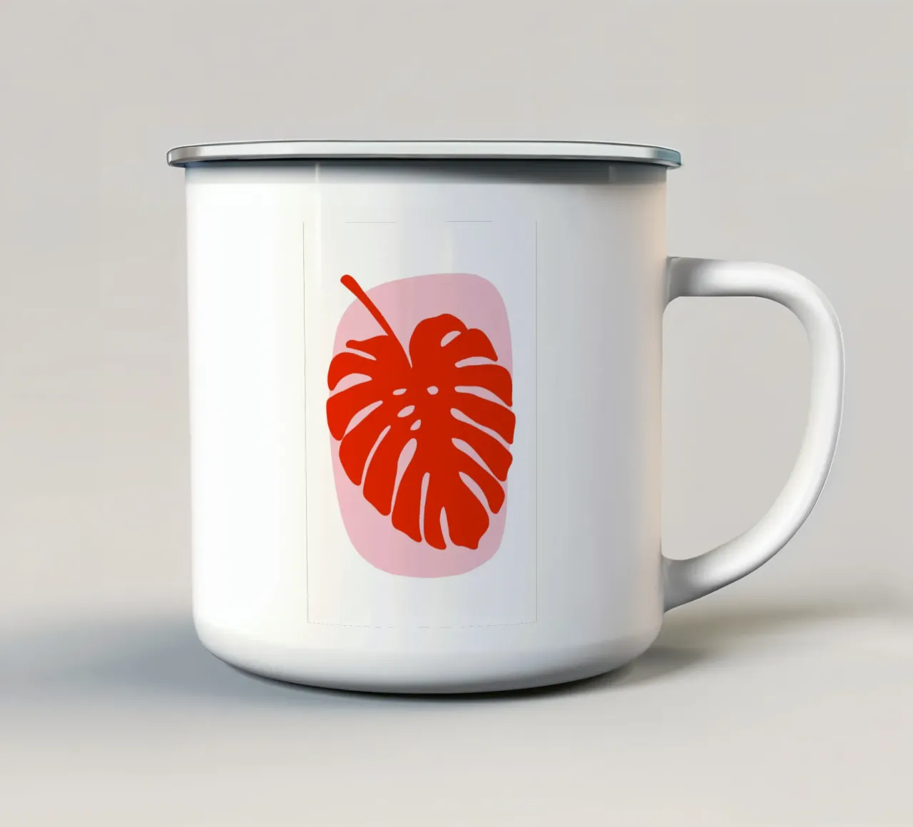 Monstera Blatt in rosarot tazza in smalto da BAINAI KIDS