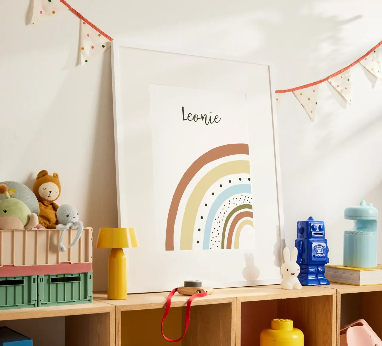Boho Regenbogen Namensbild poster con telaio in alluminio da BAINAI KIDS