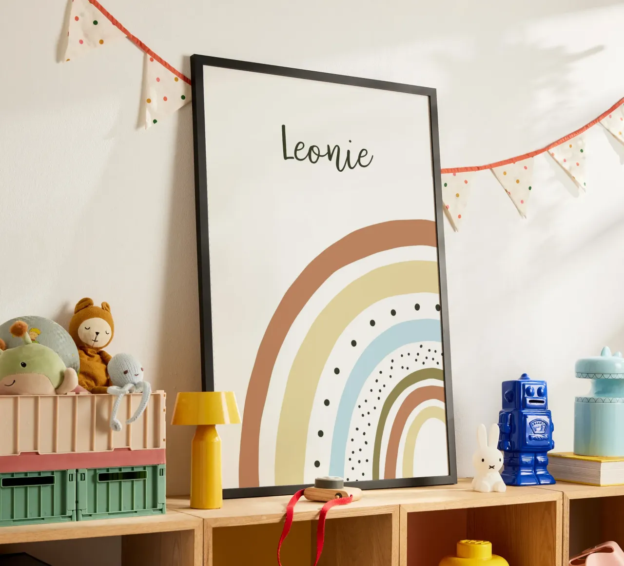 Boho Regenbogen Namensbild poster con telaio in alluminio da BAINAI KIDS