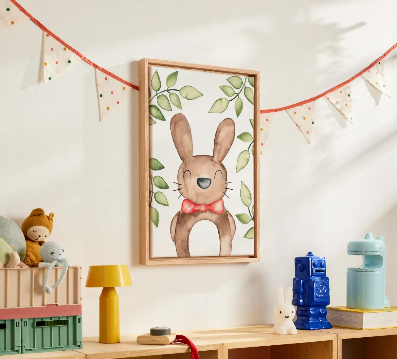 Hase in Wasserfarbe canvas met Baklijst van BAINAI KIDS