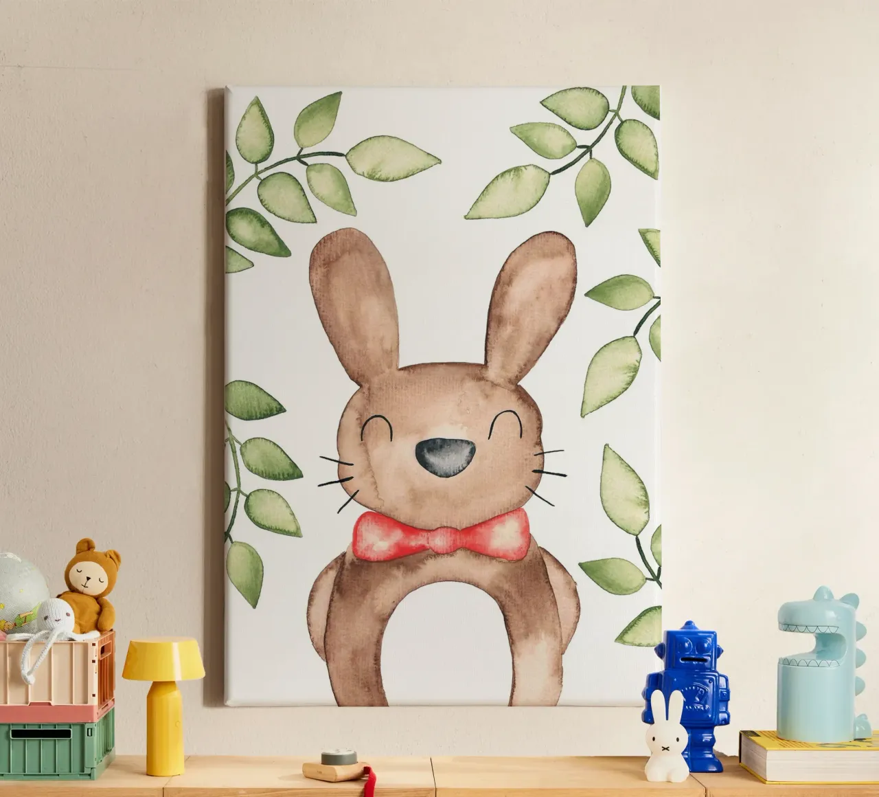 Hase in Wasserfarbe canvas met Baklijst van BAINAI KIDS