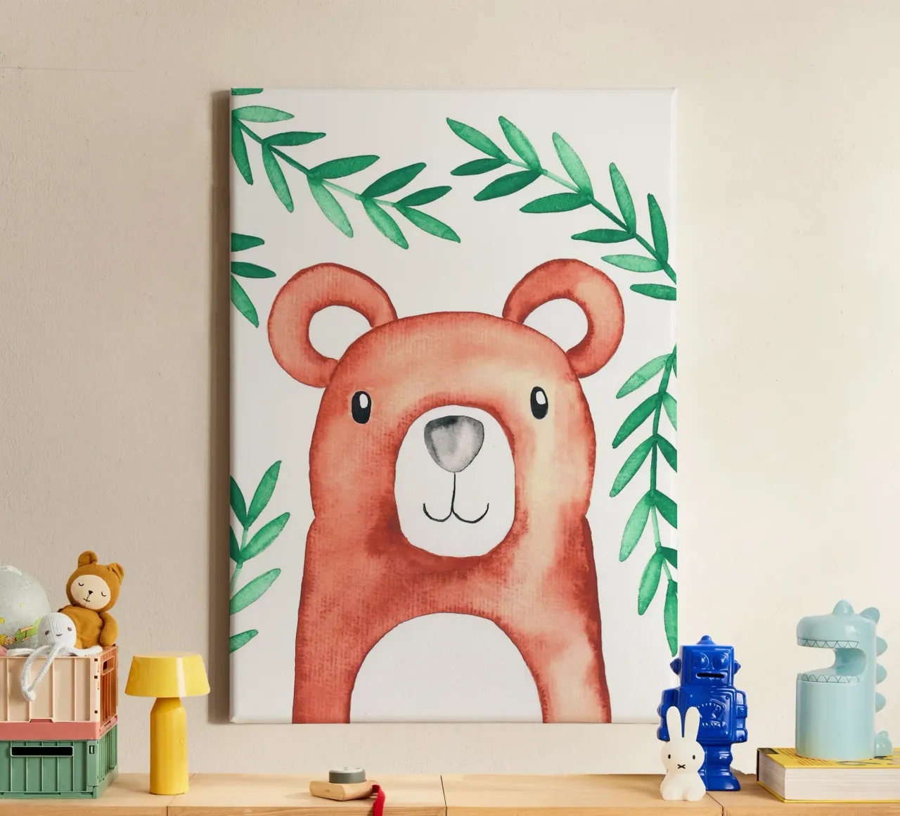 Kleiner Bär in Wasserfarbe canvas by BAINAI KIDS
