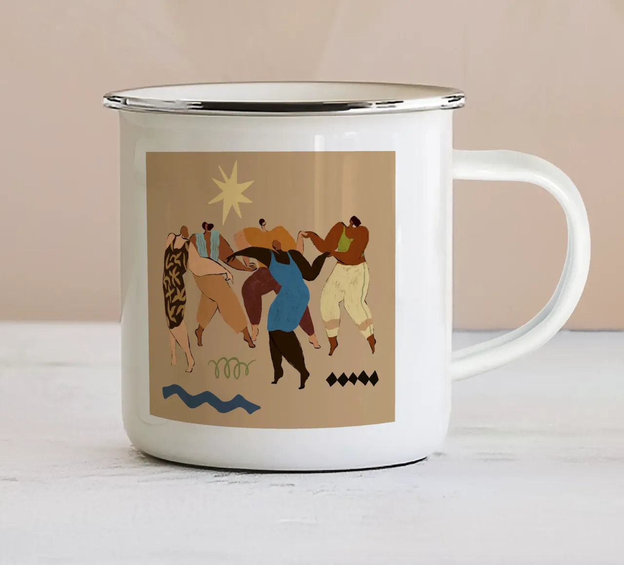 Redondo y redondo taza de esmalte de Arty Guava