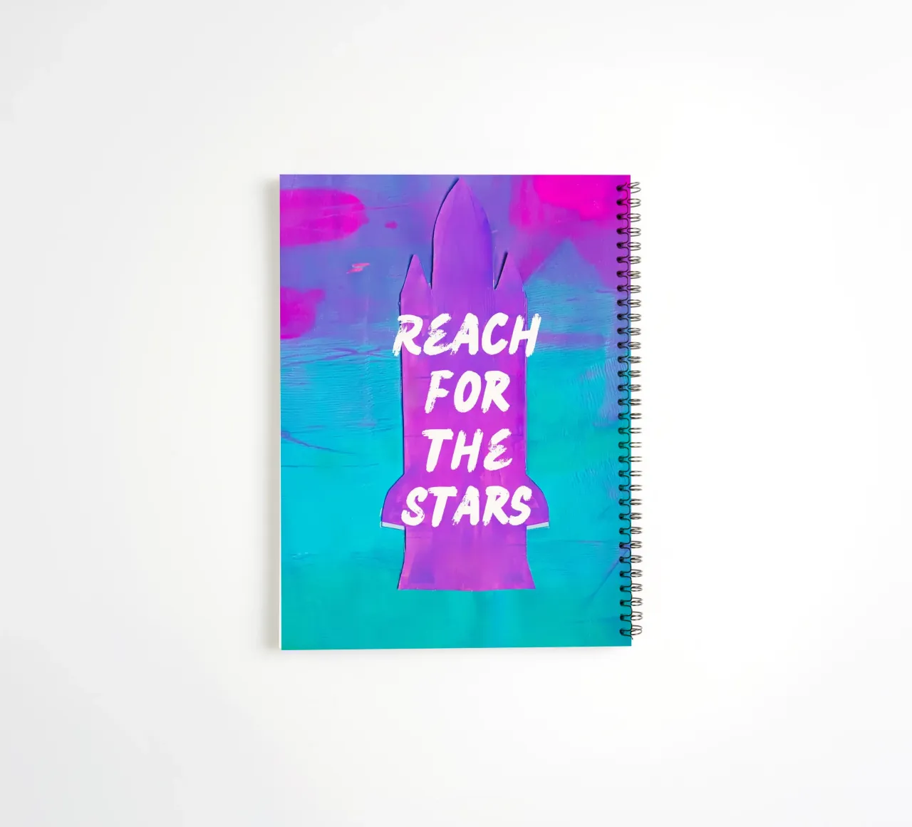REACH FOR THE STARS Colorful Space Shuttle Print spiral notebook by FABOArt