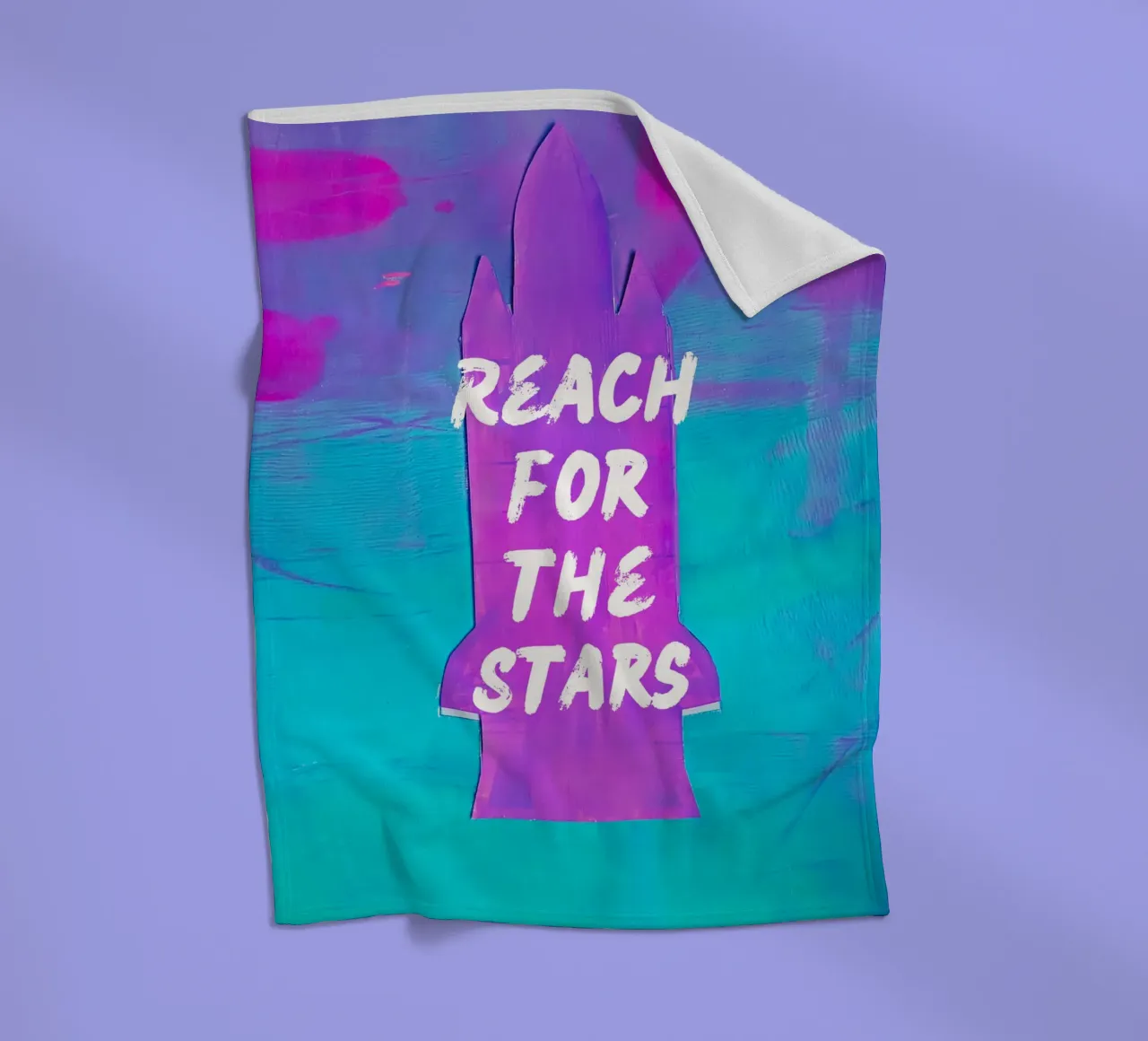 REACH FOR THE STARS Colorful Space Shuttle Print fleece blanket by FABOArt