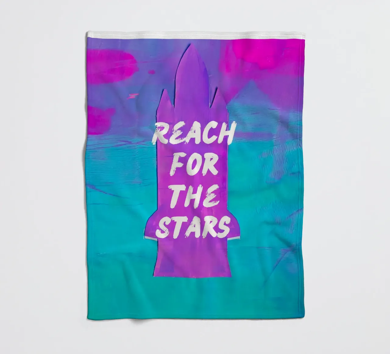 REACH FOR THE STARS Colorful Space Shuttle Print fleece blanket by FABOArt