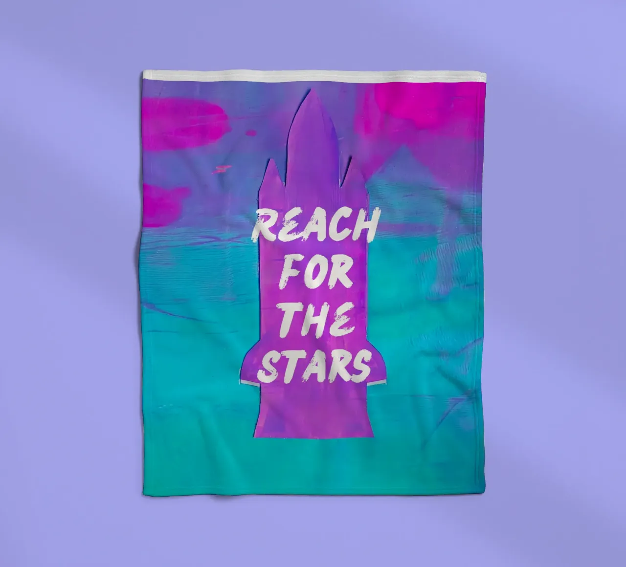 REACH FOR THE STARS Colorful Space Shuttle Print fleece blanket by FABOArt
