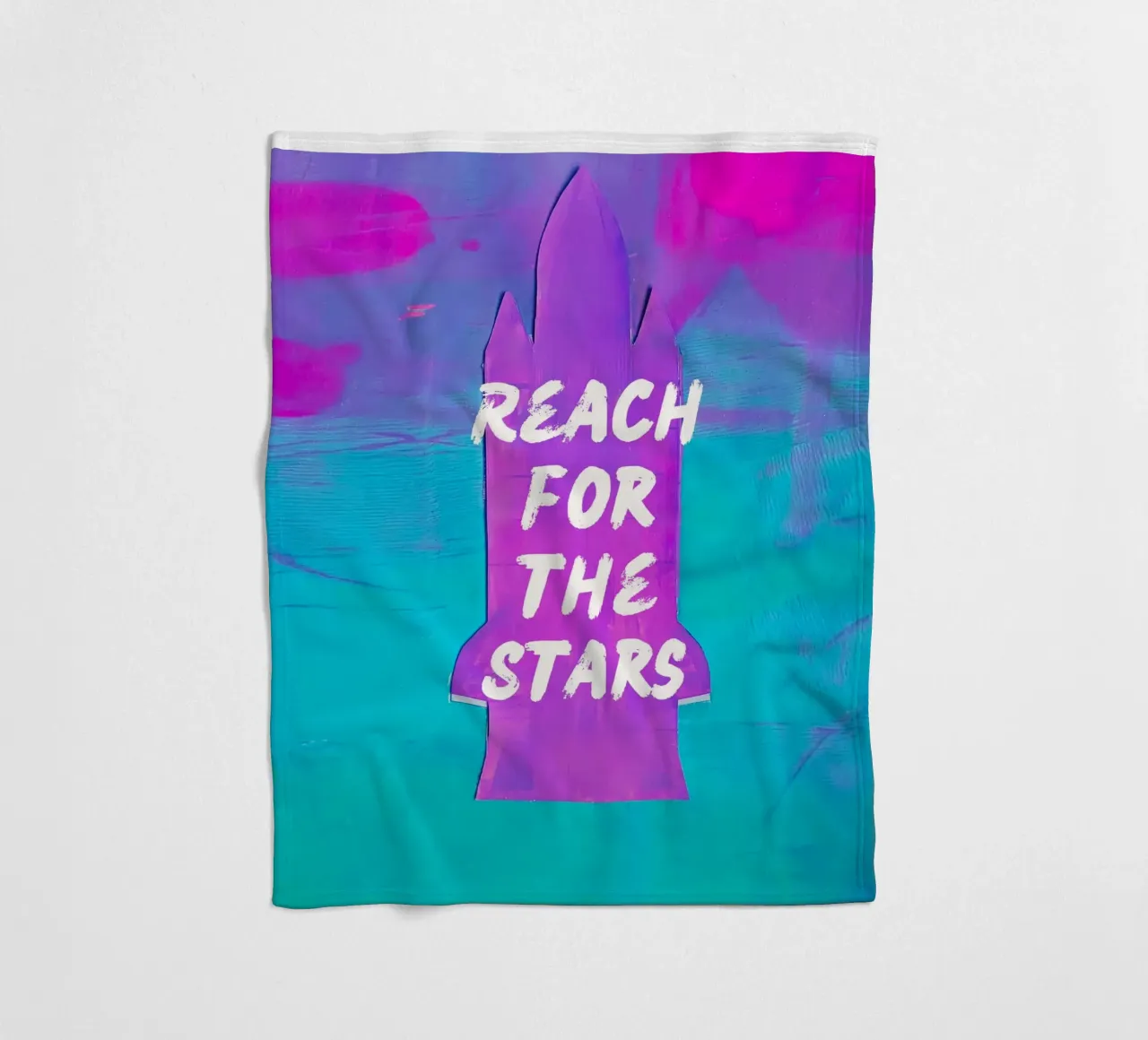 REACH FOR THE STARS Colorful Space Shuttle Print fleece blanket by FABOArt