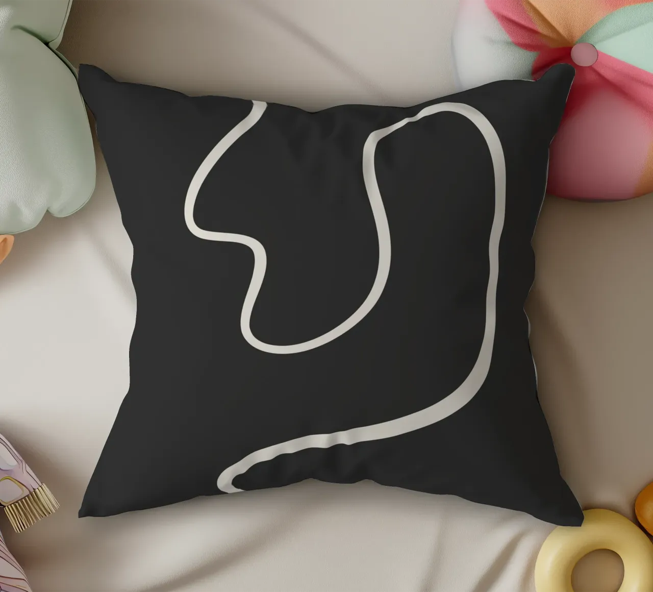 Abstract curve decorative cushion by BAINAI