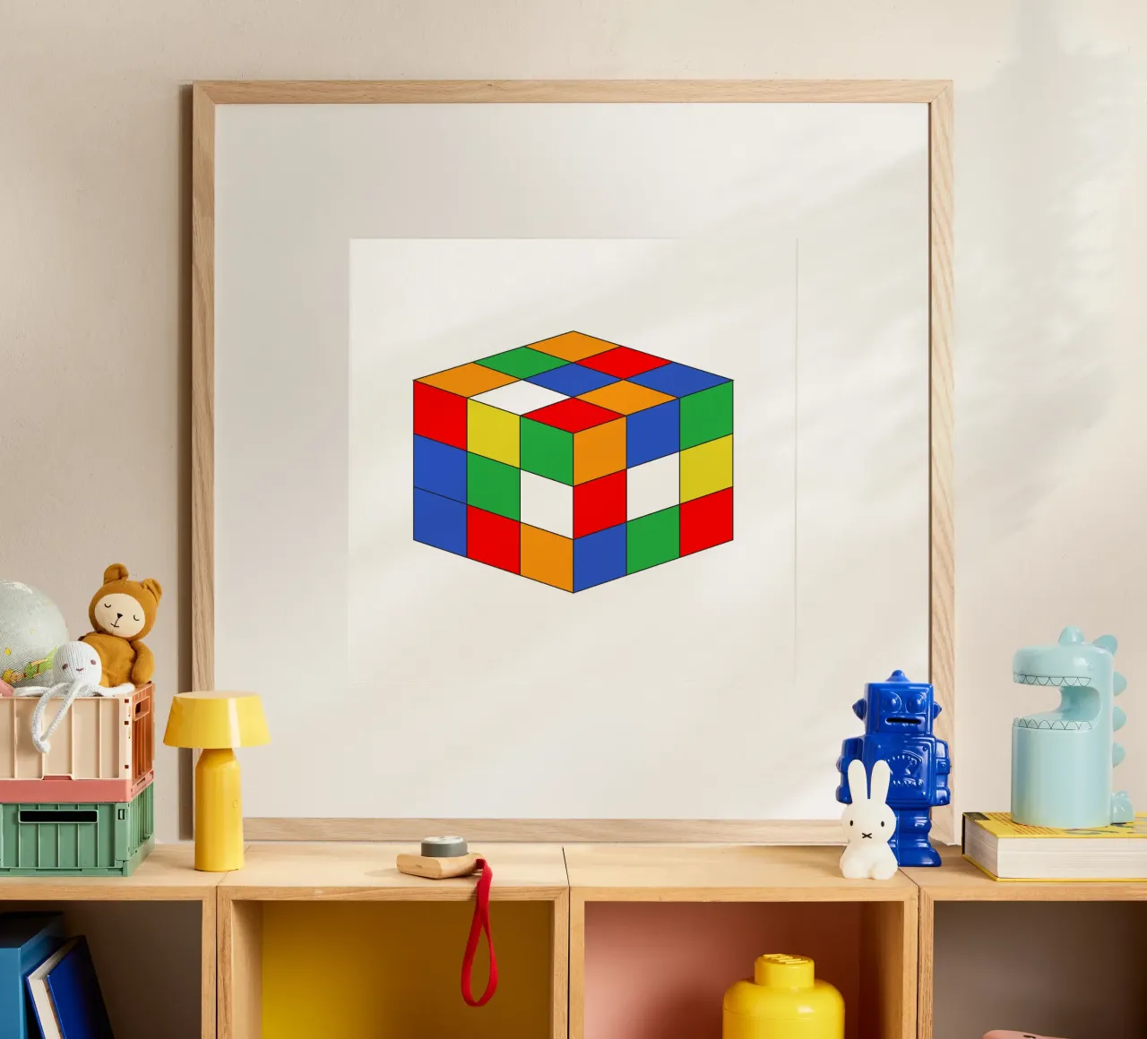 Illustrazione di Rubik Vibrant poster con telaio in alluminio da galihstudio