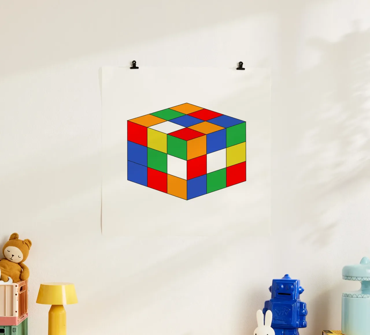 Illustrazione di Rubik Vibrant poster con telaio in alluminio da galihstudio