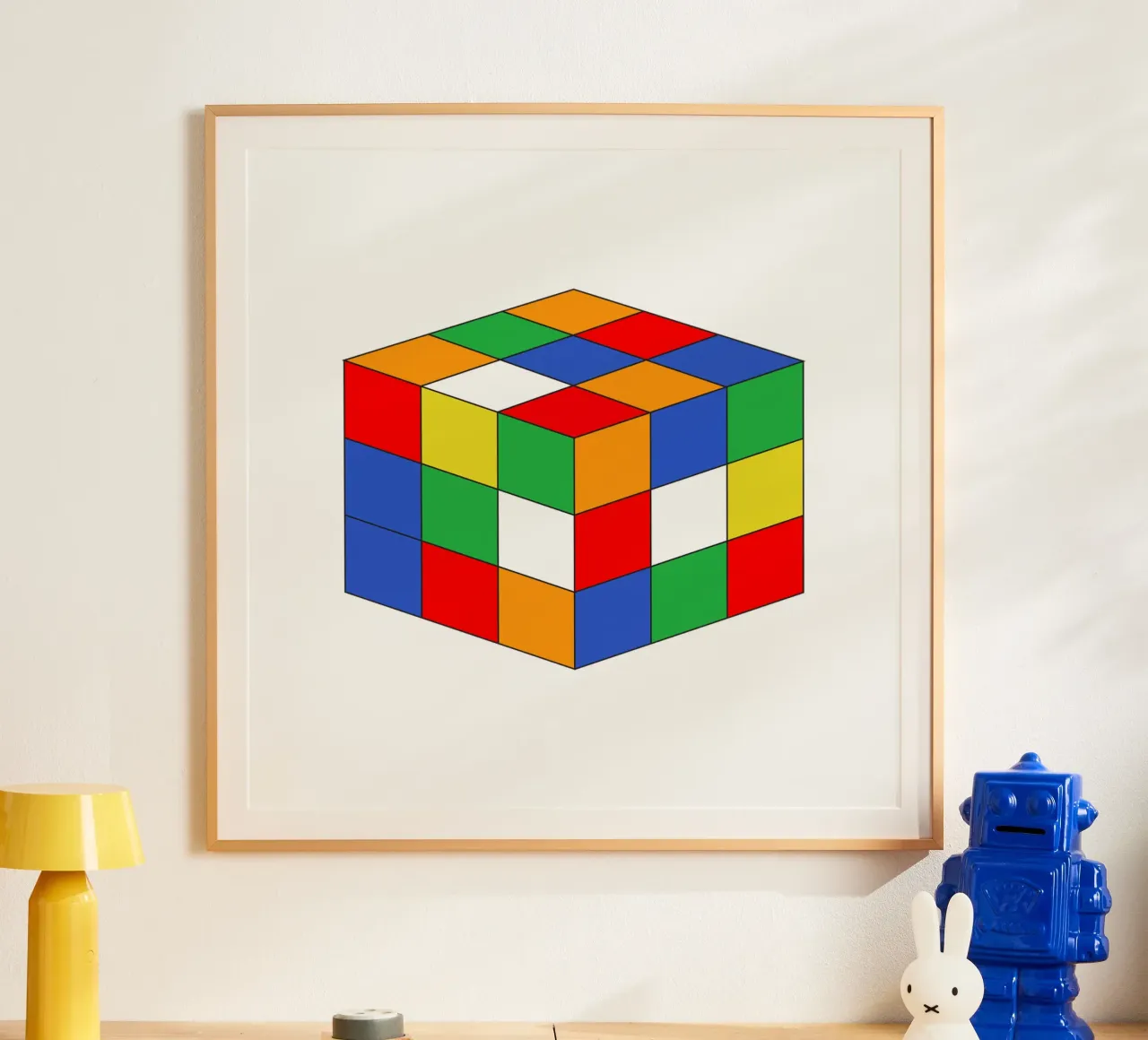Illustrazione di Rubik Vibrant poster con telaio in alluminio da galihstudio