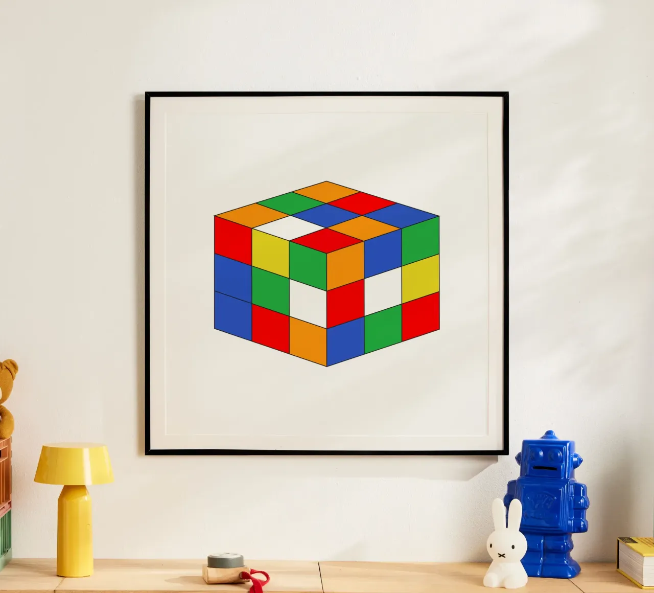 Illustrazione di Rubik Vibrant poster con telaio in alluminio da galihstudio