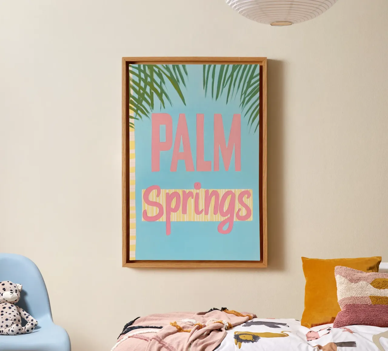 Amore pastello a Palm Springs tela con Cornice a cassetta da Carinaprint