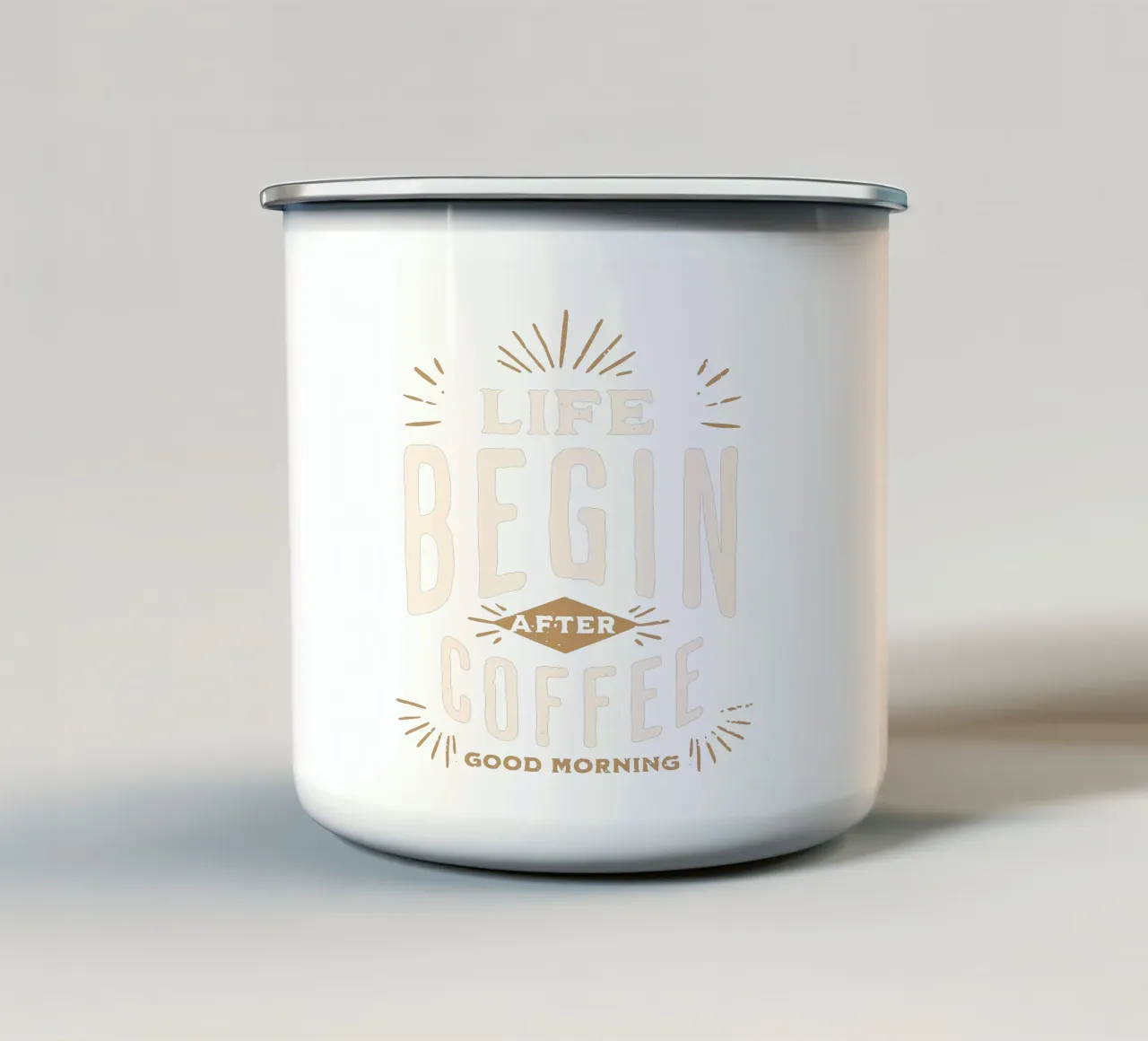 La vita inizia dopo il caffè tazza in smalto da Gunawan Rb