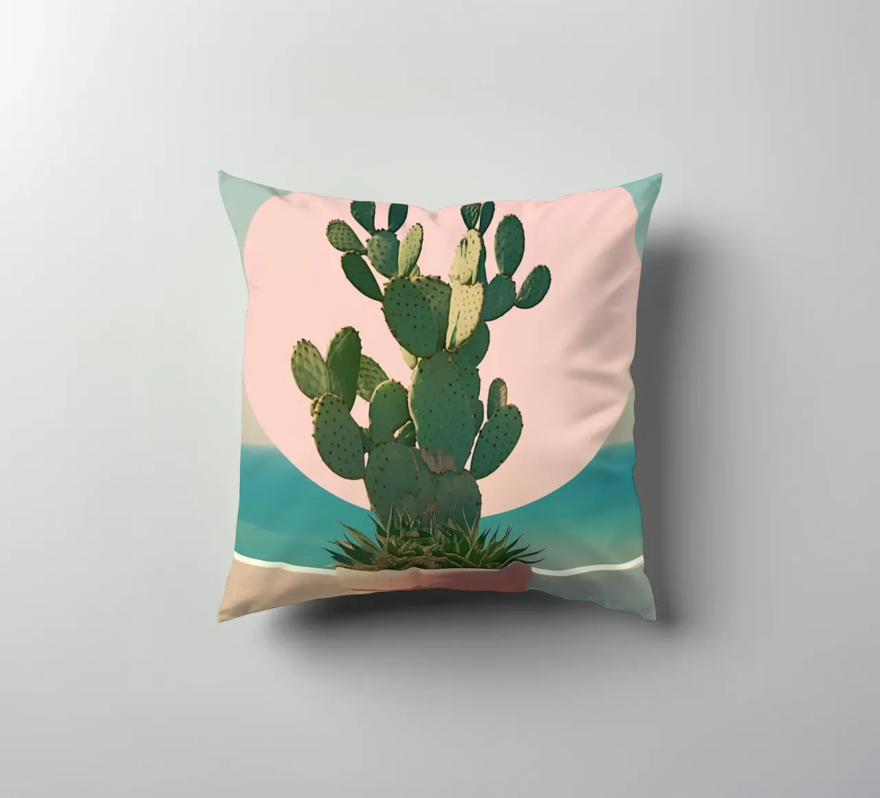 Cactus in riva al mare cuscino da Carinaprint