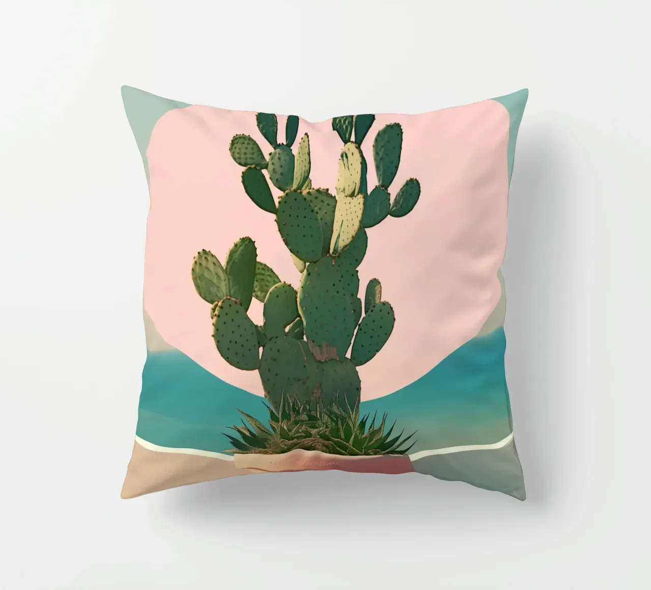Cactus in riva al mare cuscino da Carinaprint
