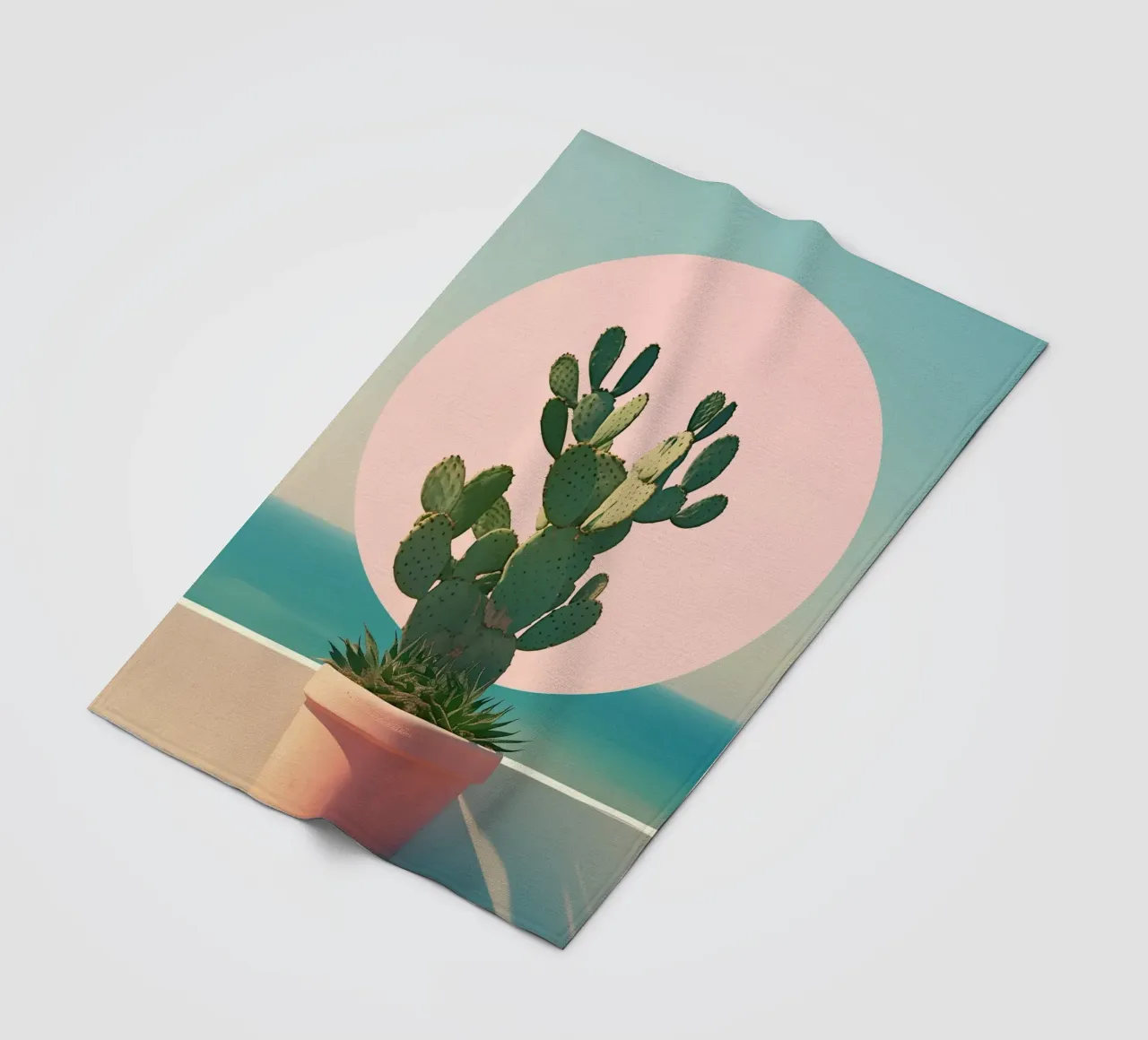 Cactus in riva al mare coperta in pile da Carinaprint