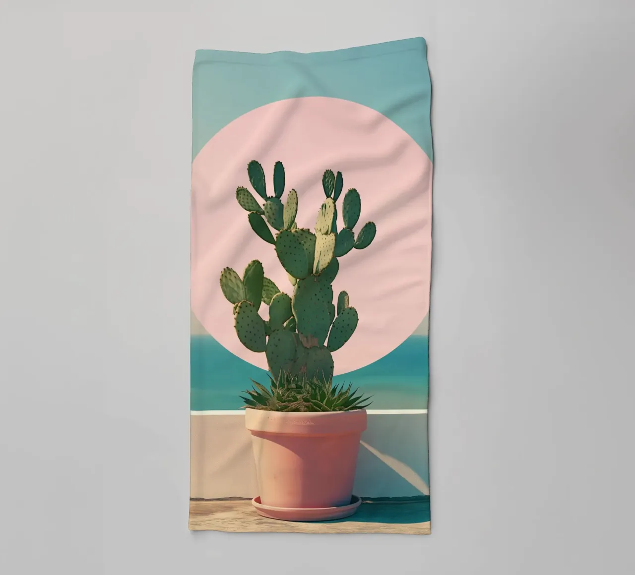 Cactus in riva al mare asciugamano da bagno da Carinaprint