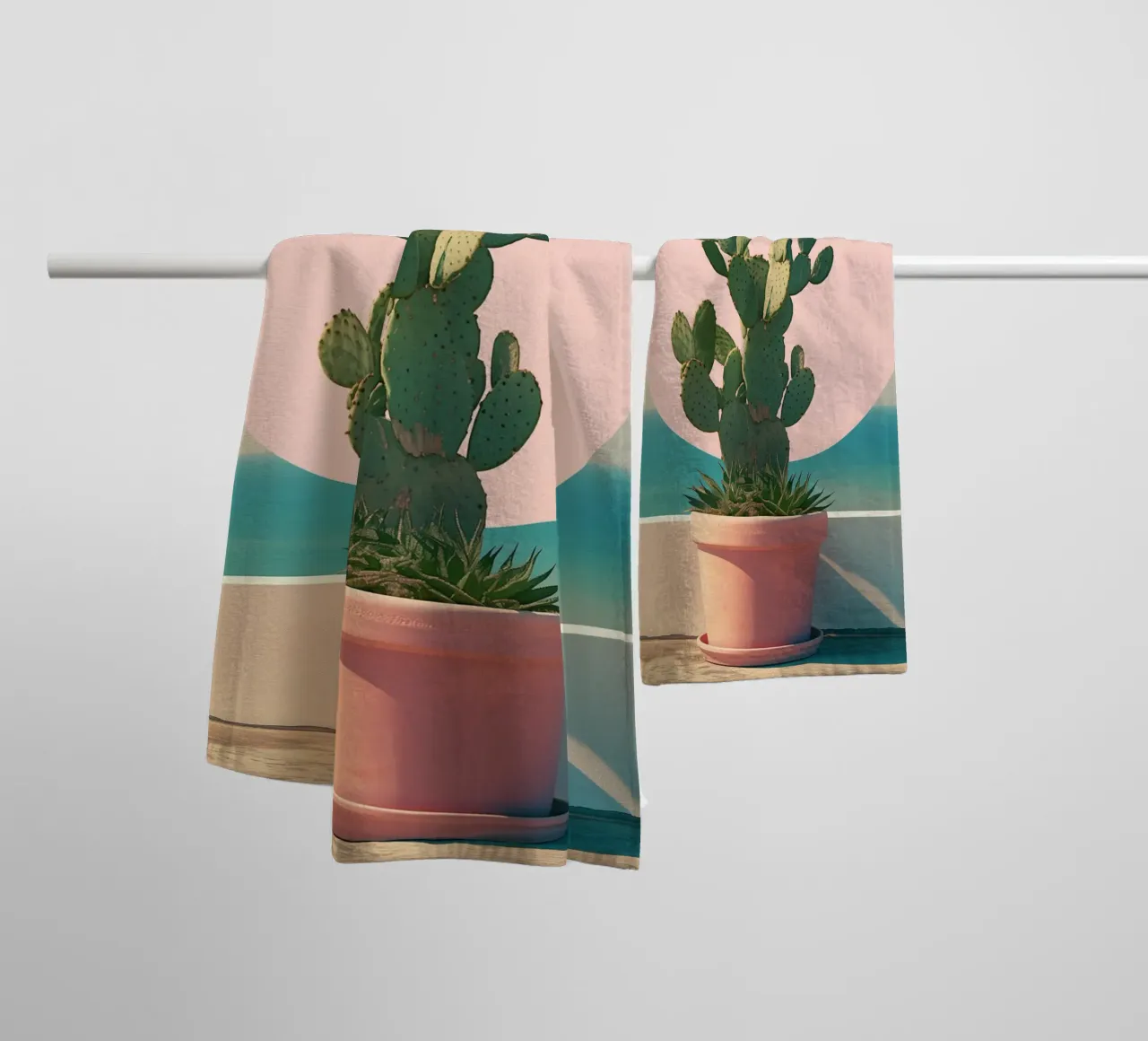 Cactus in riva al mare asciugamano da bagno da Carinaprint