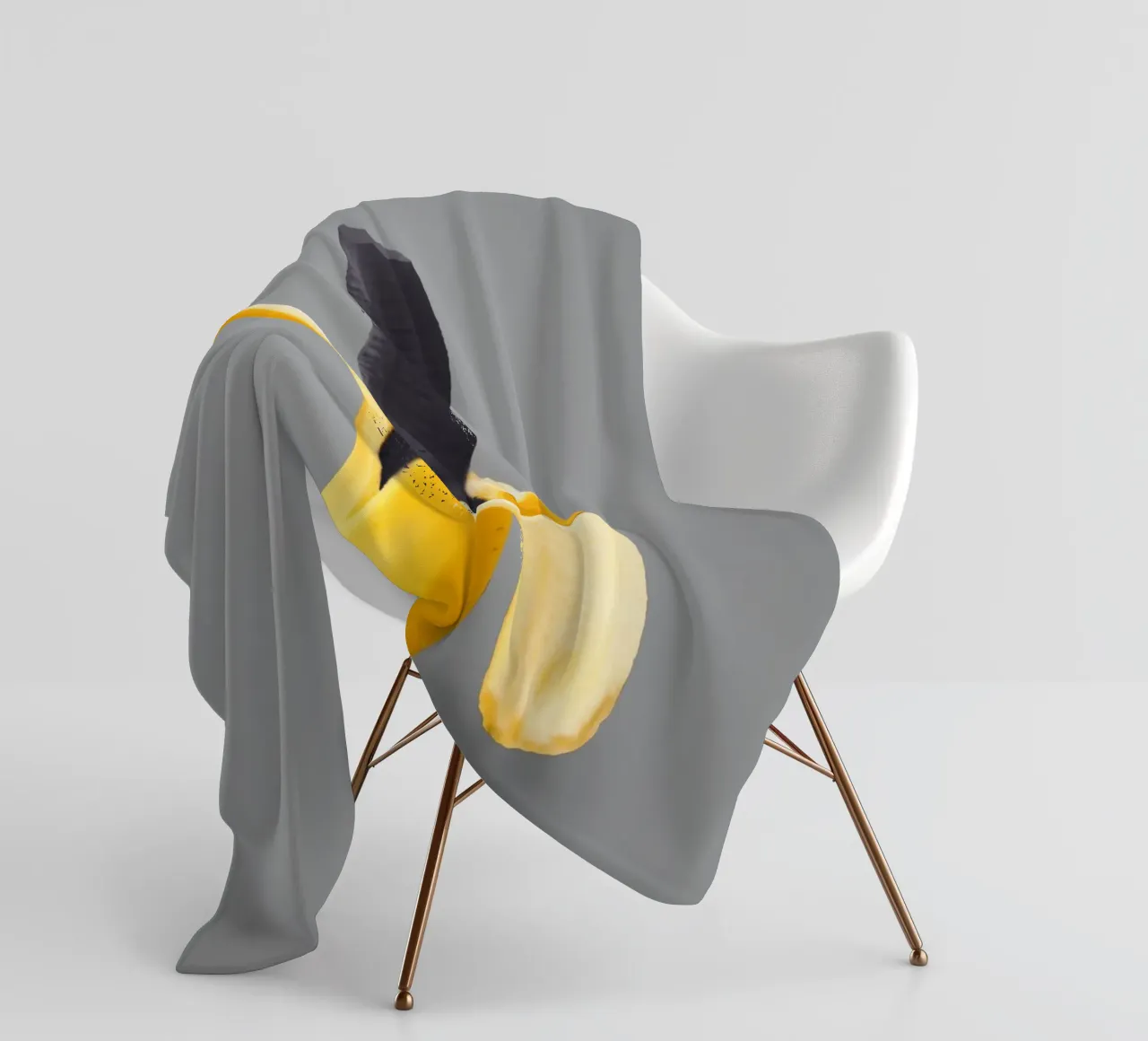 Banana nera sbucciata coperta in pile da arizrab